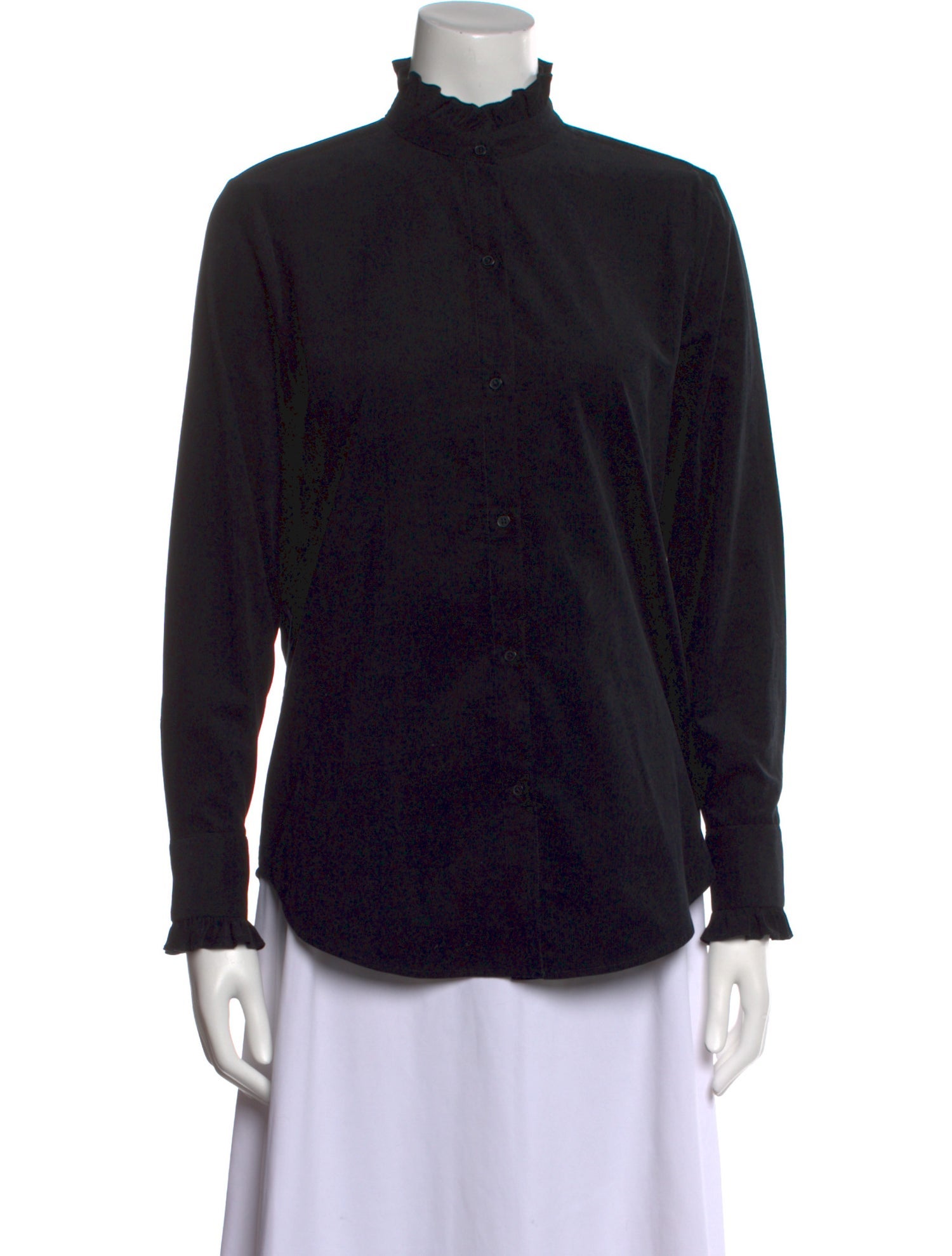 Nili Lotan Mock Neck Long Sleeve Button-Up Top