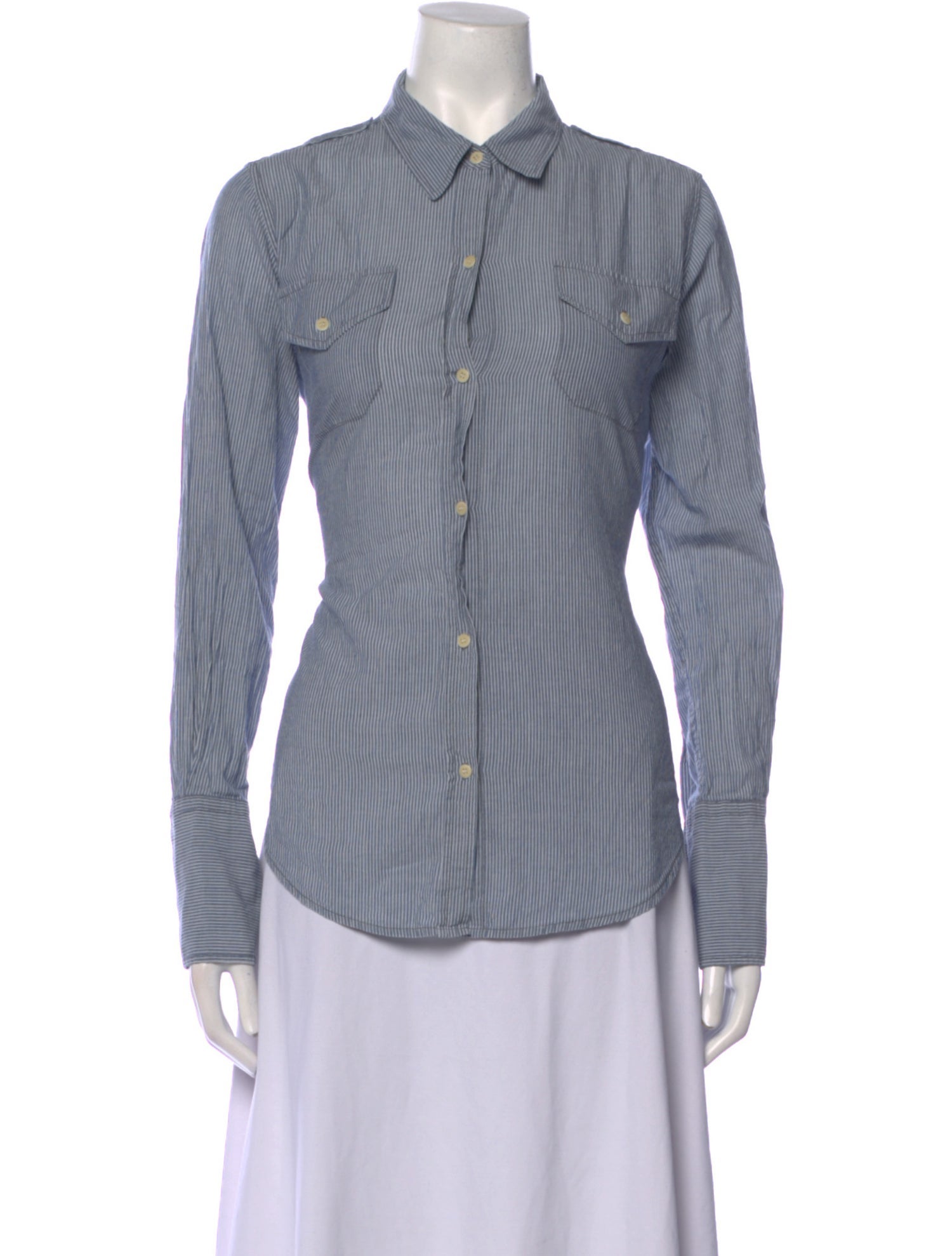 Nili Lotan Striped Long Sleeve Button-Up Top