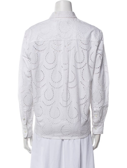 Nili Lotan Eyelet Long Sleeve Button-Up Top
