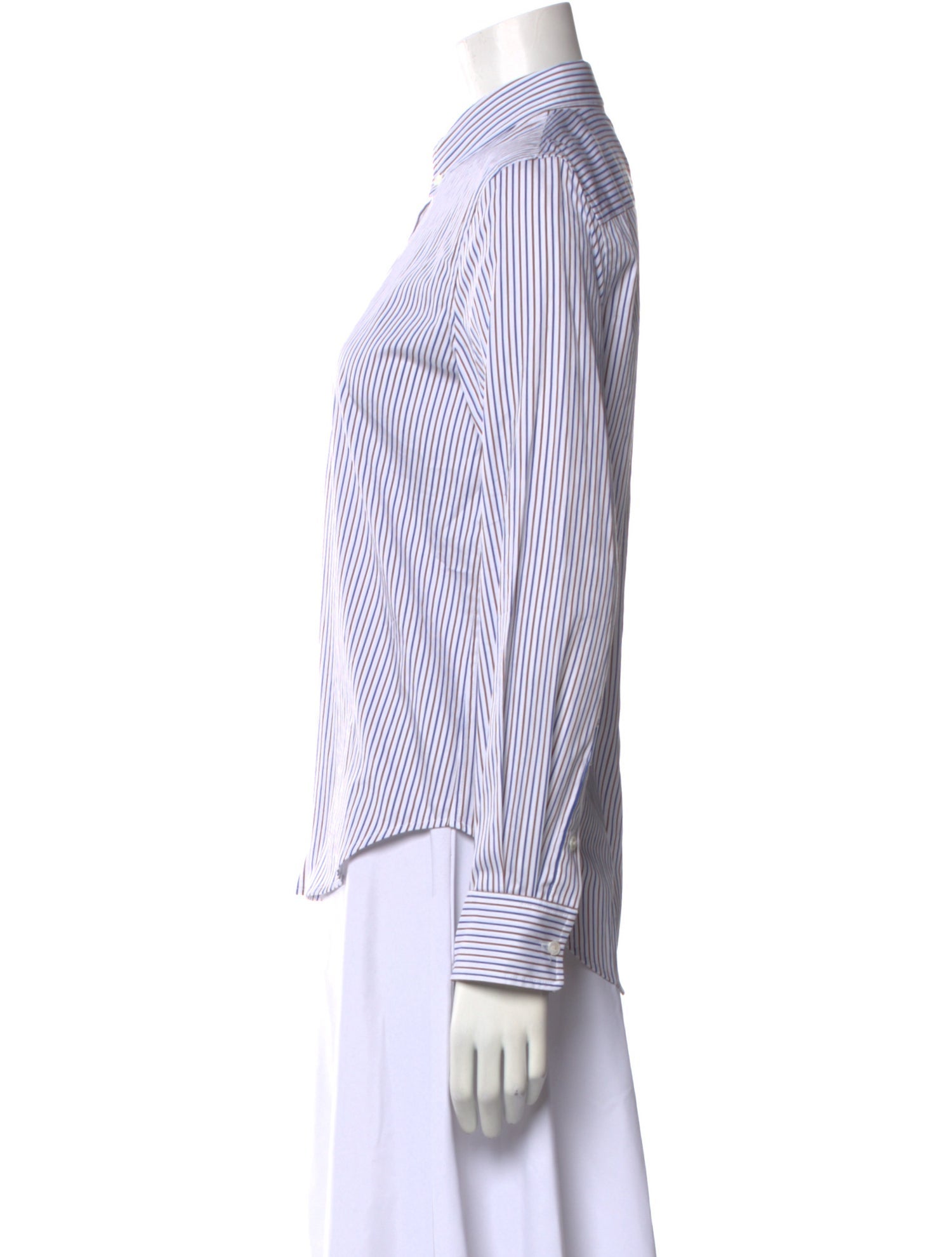 Nili Lotan Striped Long Sleeve Button-Up Top