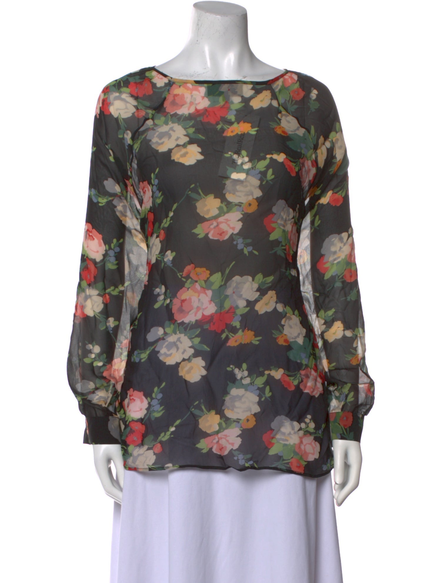 Nili Lotan Floral Print Bateau Neckline Blouse