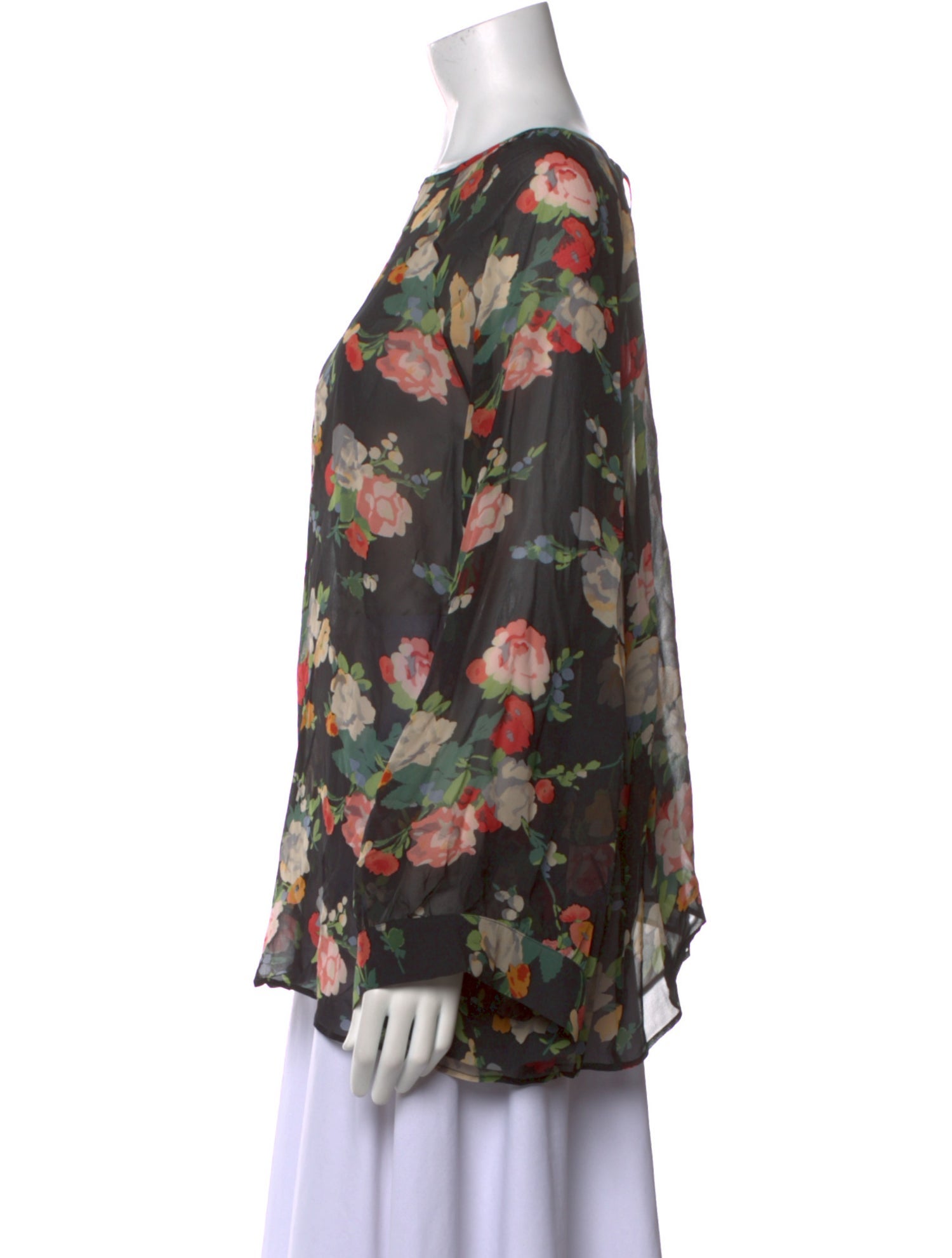 Nili Lotan Floral Print Bateau Neckline Blouse