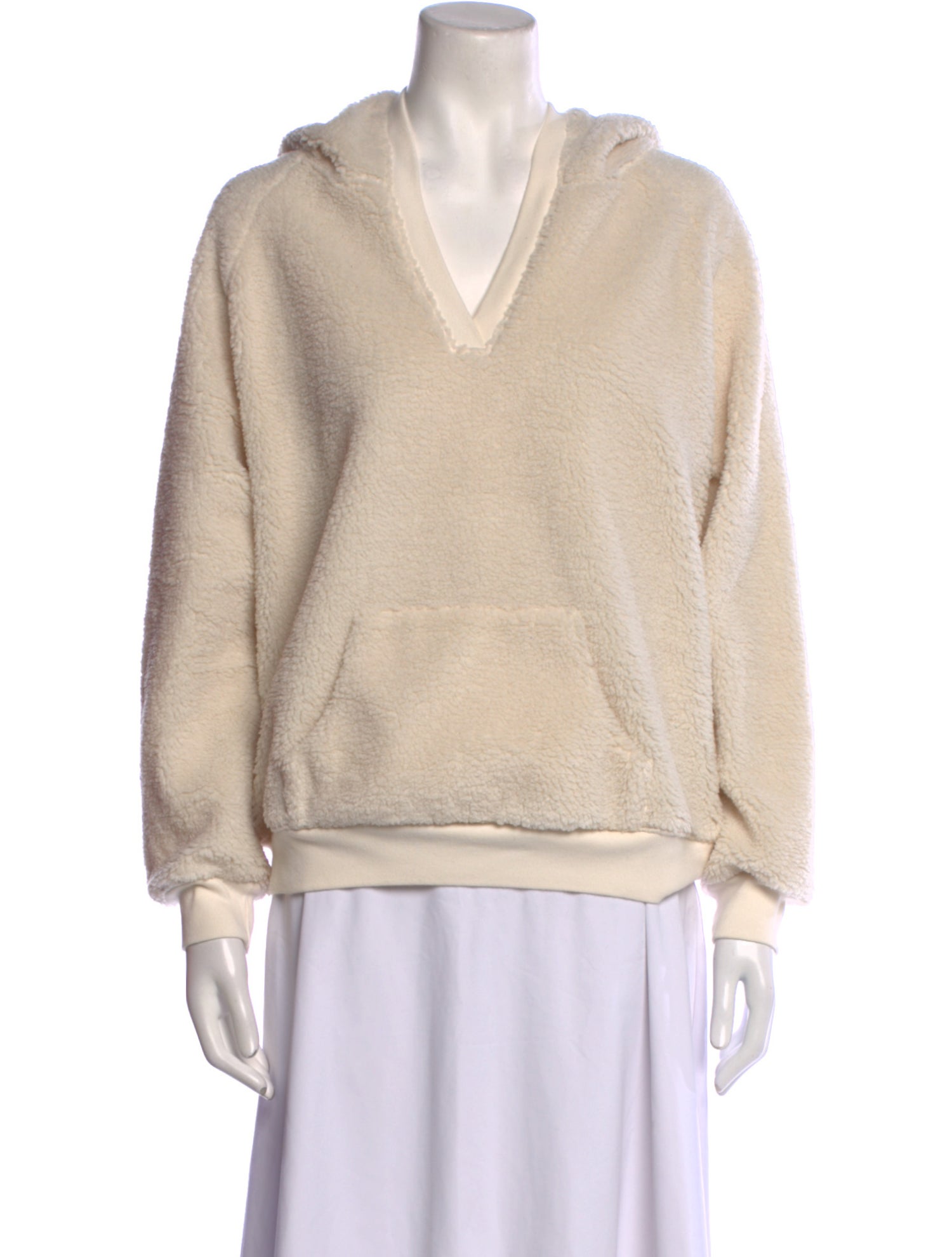 Nili Lotan Faux Fur V-Neck Sweatshirt