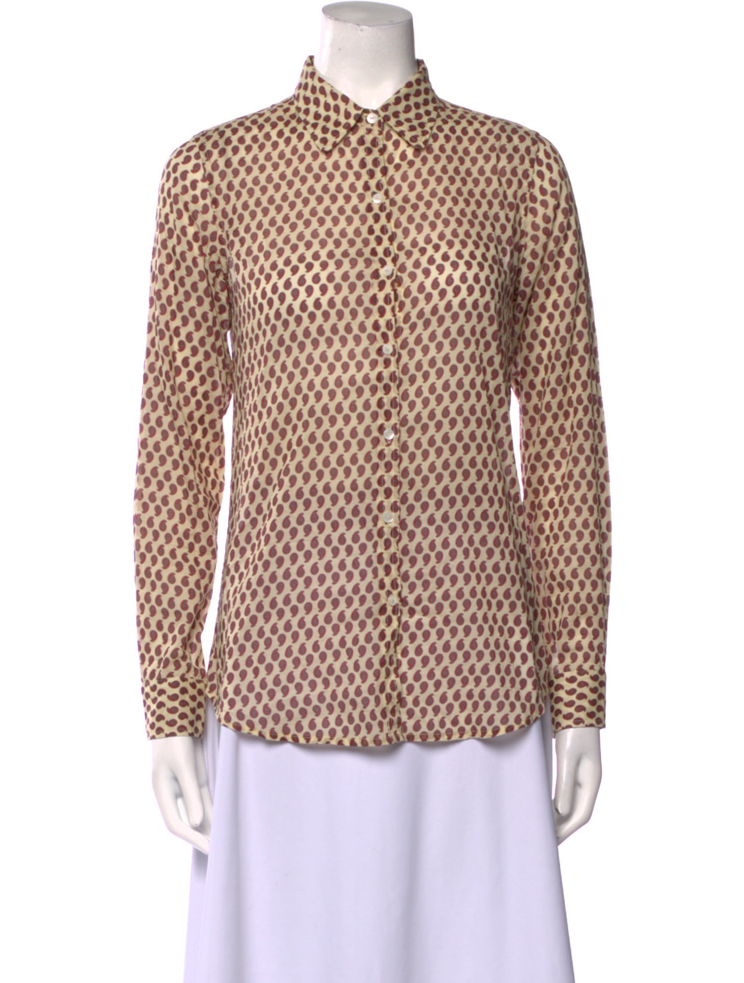 Nili Lotan Printed Long Sleeve Button-Up Top