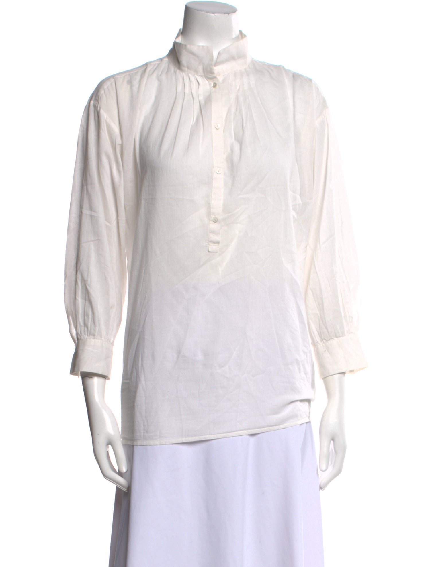 Nili Lotan Mock Neck Three-Quarter Sleeve Blouse