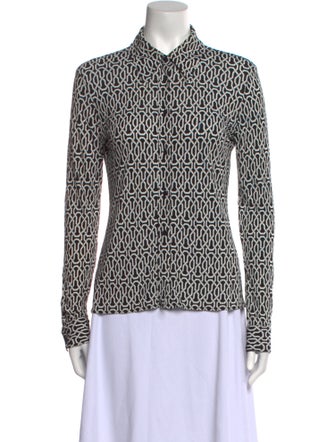 Nili Lotan Printed Long Sleeve Button-Up Top