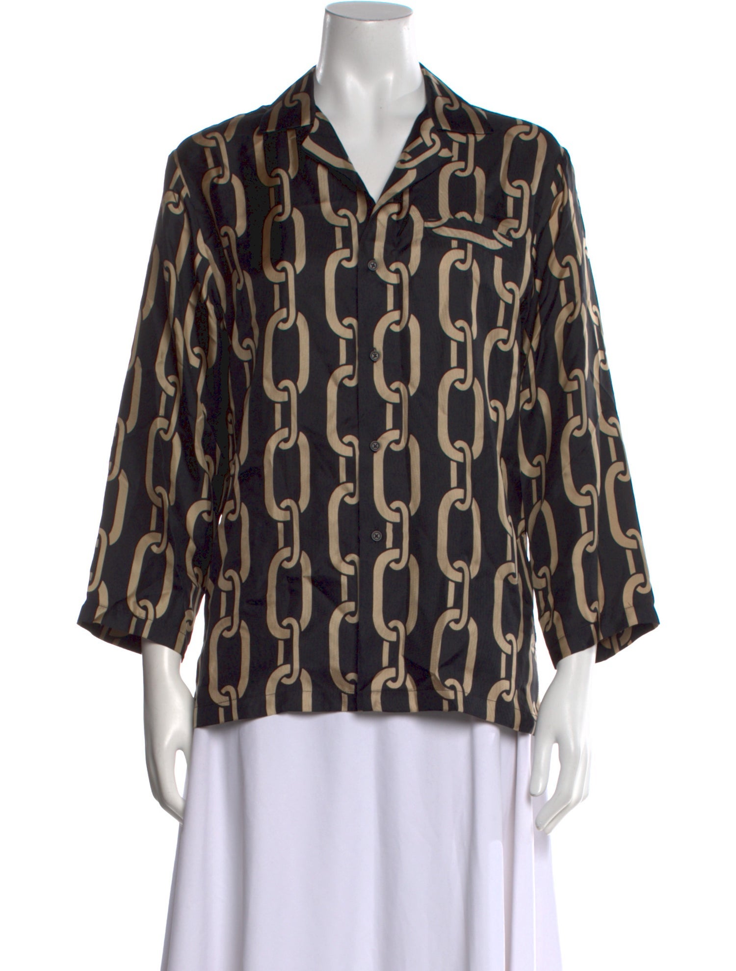 Nili Lotan Silk Printed Button-Up Top