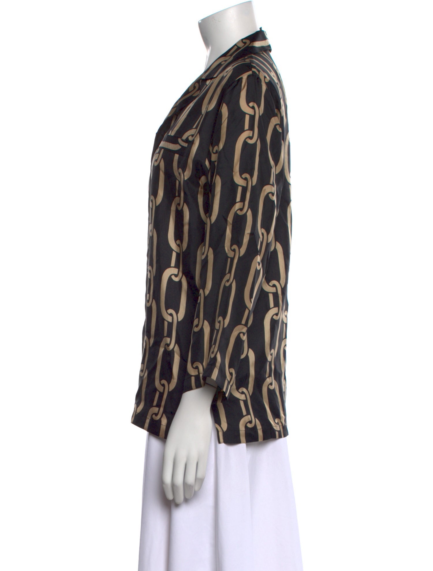 Nili Lotan Silk Printed Button-Up Top