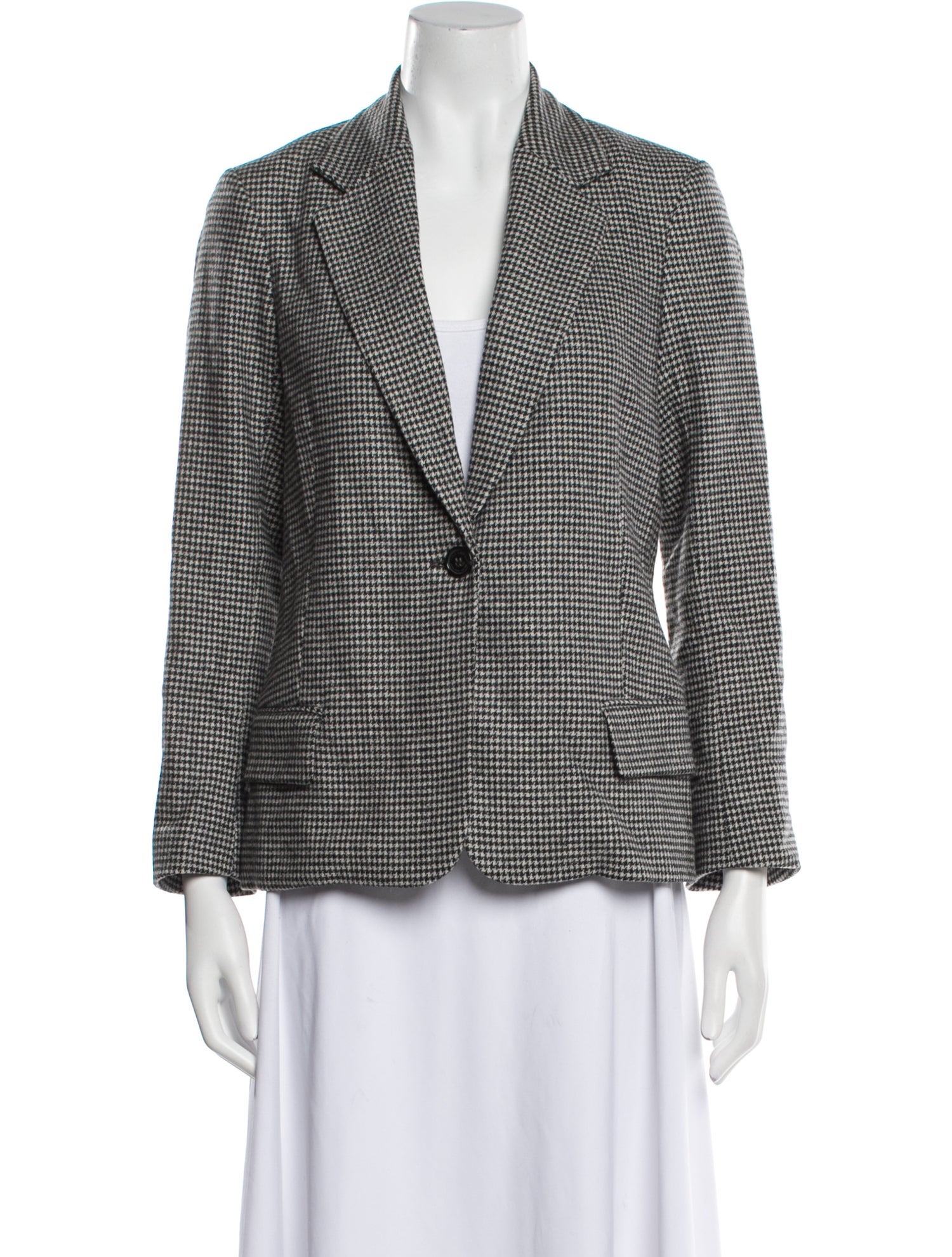Nili Lotan Wool Houndstooth Print Blazer