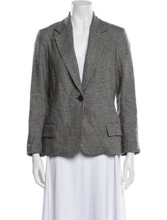 Nili Lotan Wool Houndstooth Print Blazer