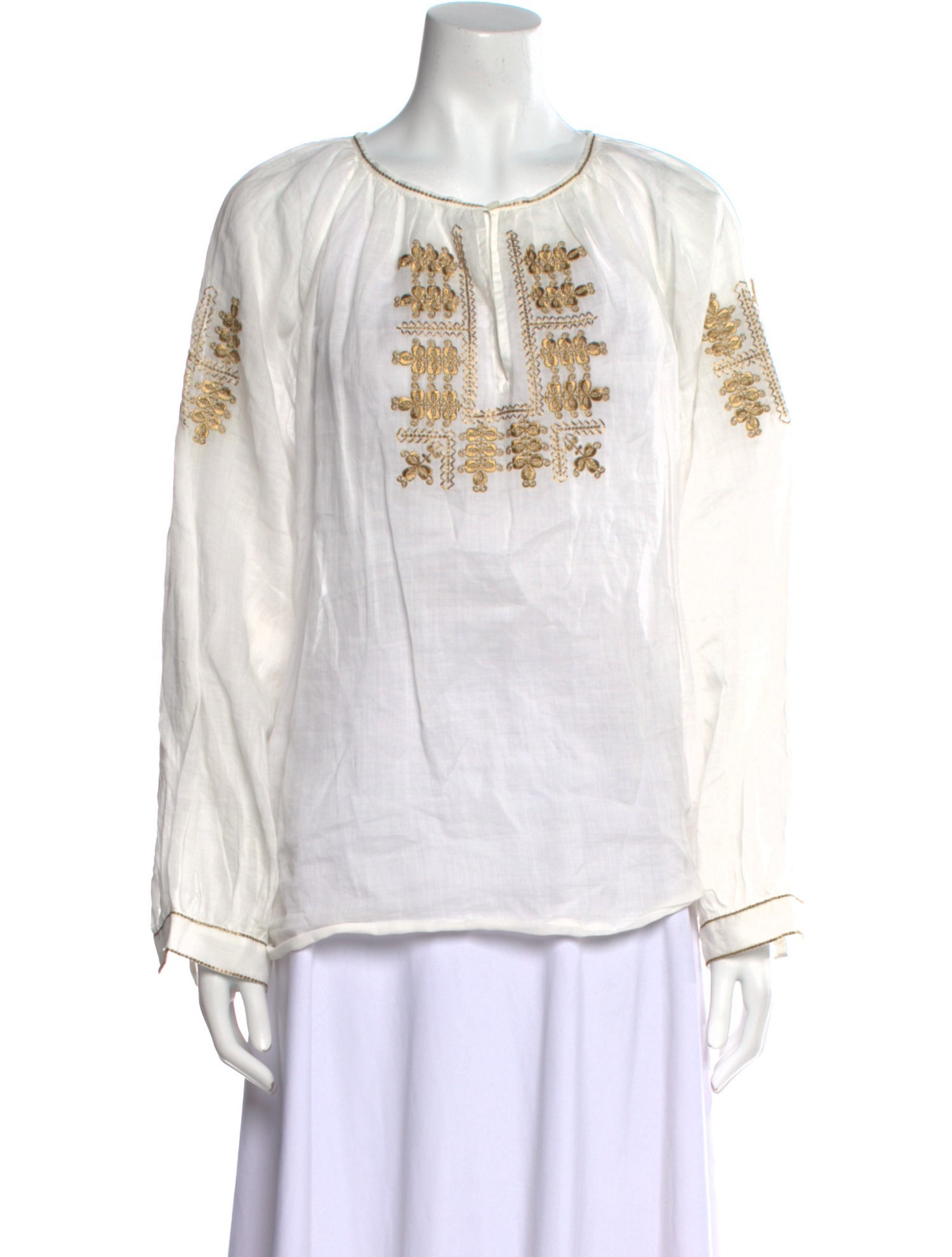 Nili Lotan Patterned Crew Neck Blouse