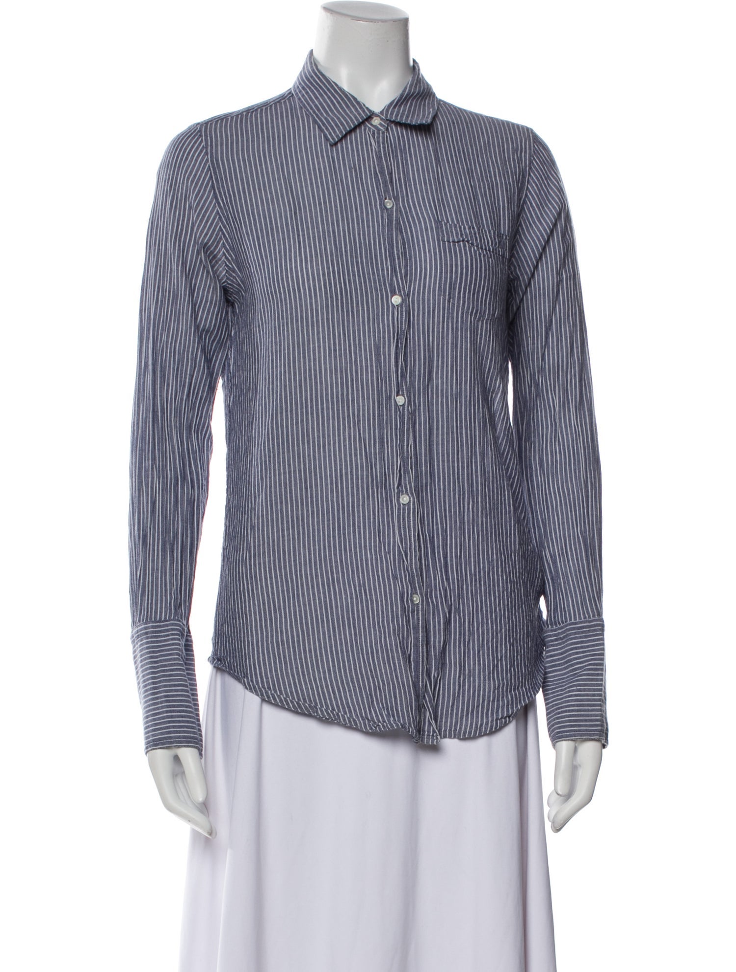 Nili Lotan Striped Long Sleeve Button-Up Top