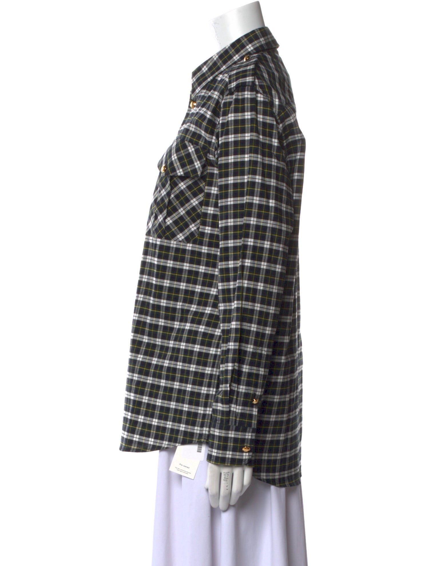 Nili Lotan Plaid Print Long Sleeve Button-Up Top w/ Tags
