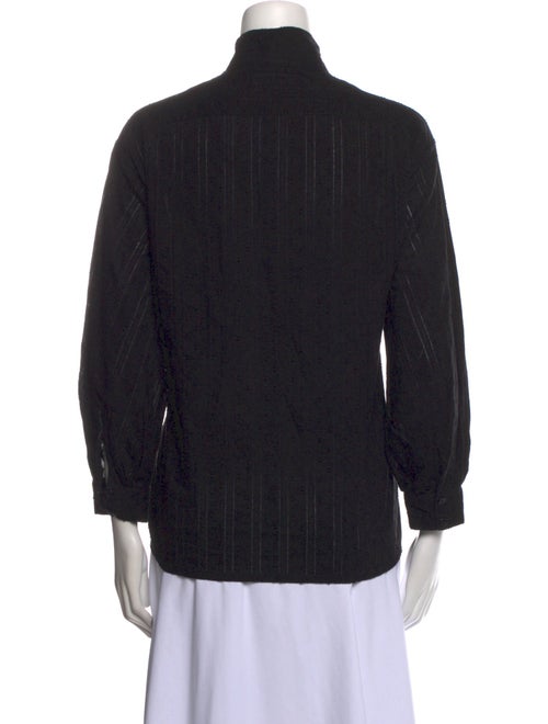 Nili Lotan Mock Neck Three-Quarter Sleeve Button-Up Top