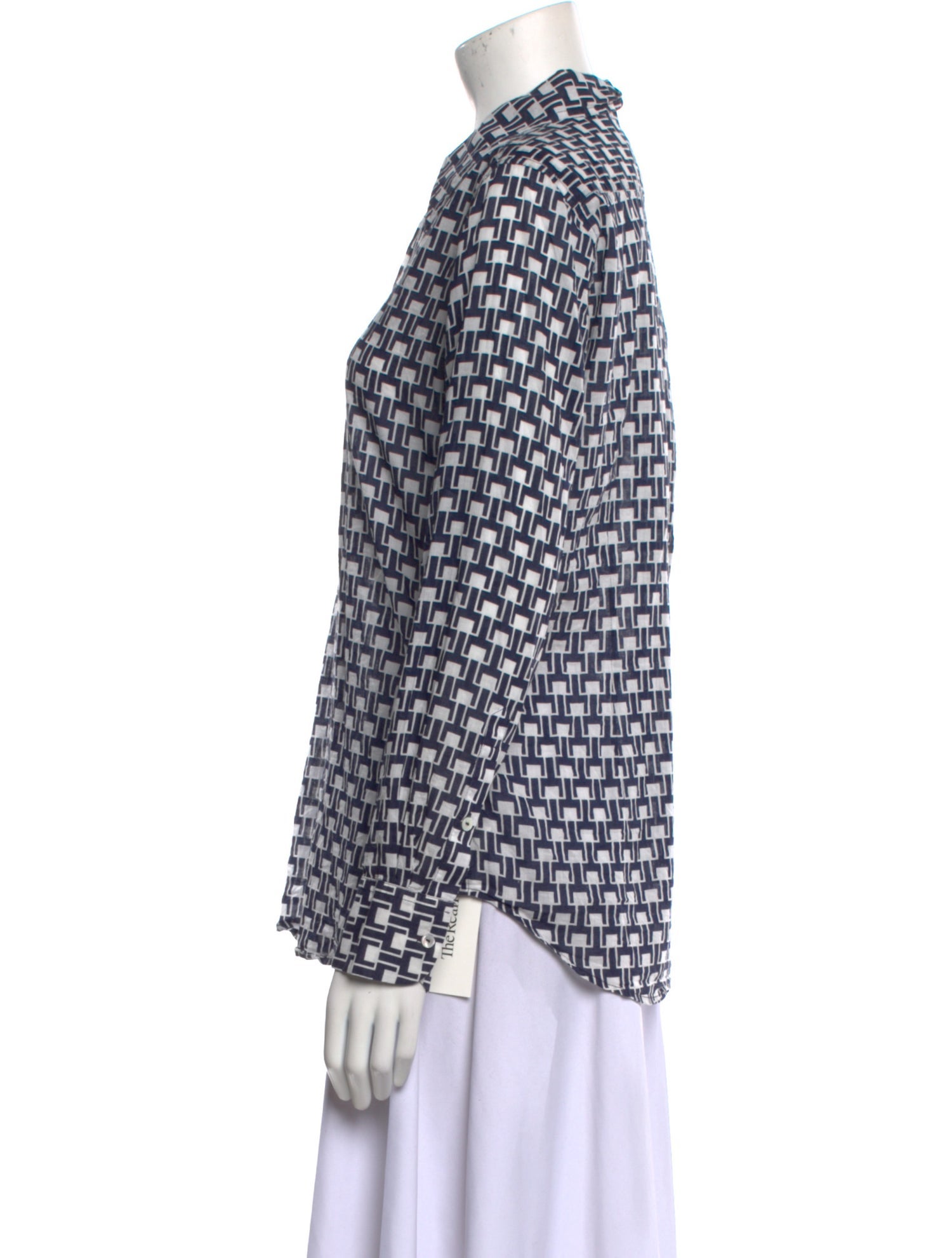 Nili Lotan Printed Long Sleeve Button-Up Top