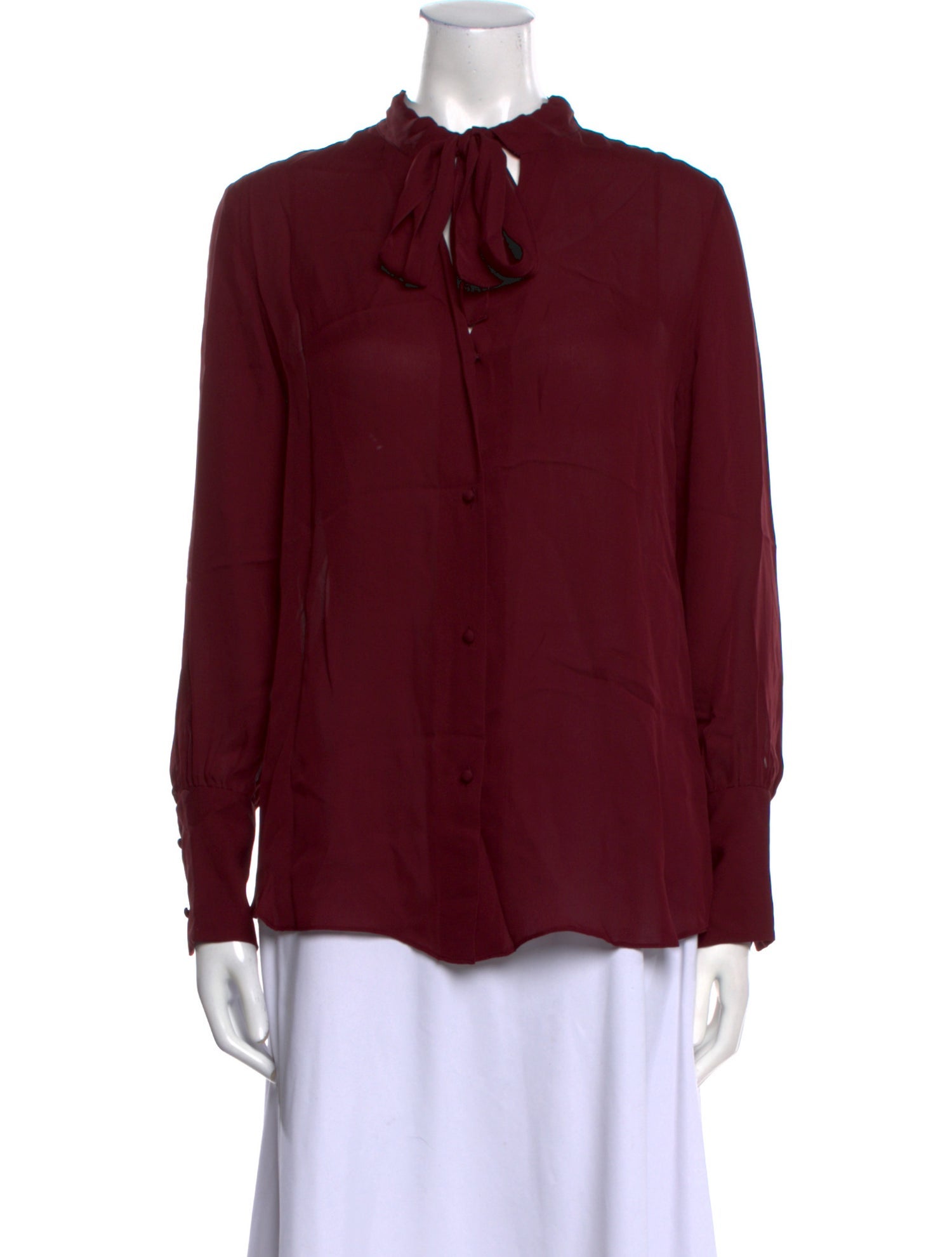 Nili Lotan Silk Mock Neck Button-Up Top