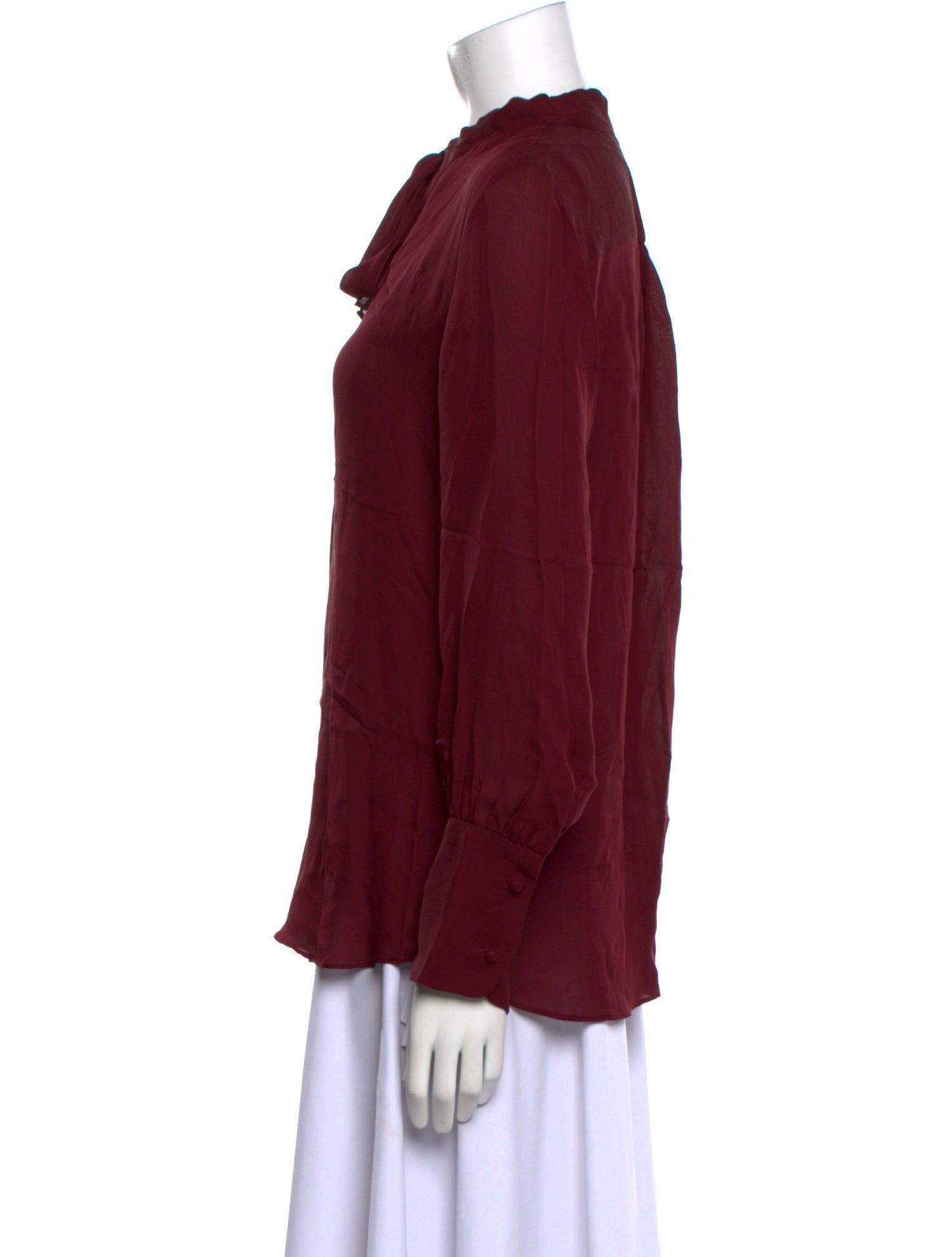 Nili Lotan Silk Mock Neck Button-Up Top