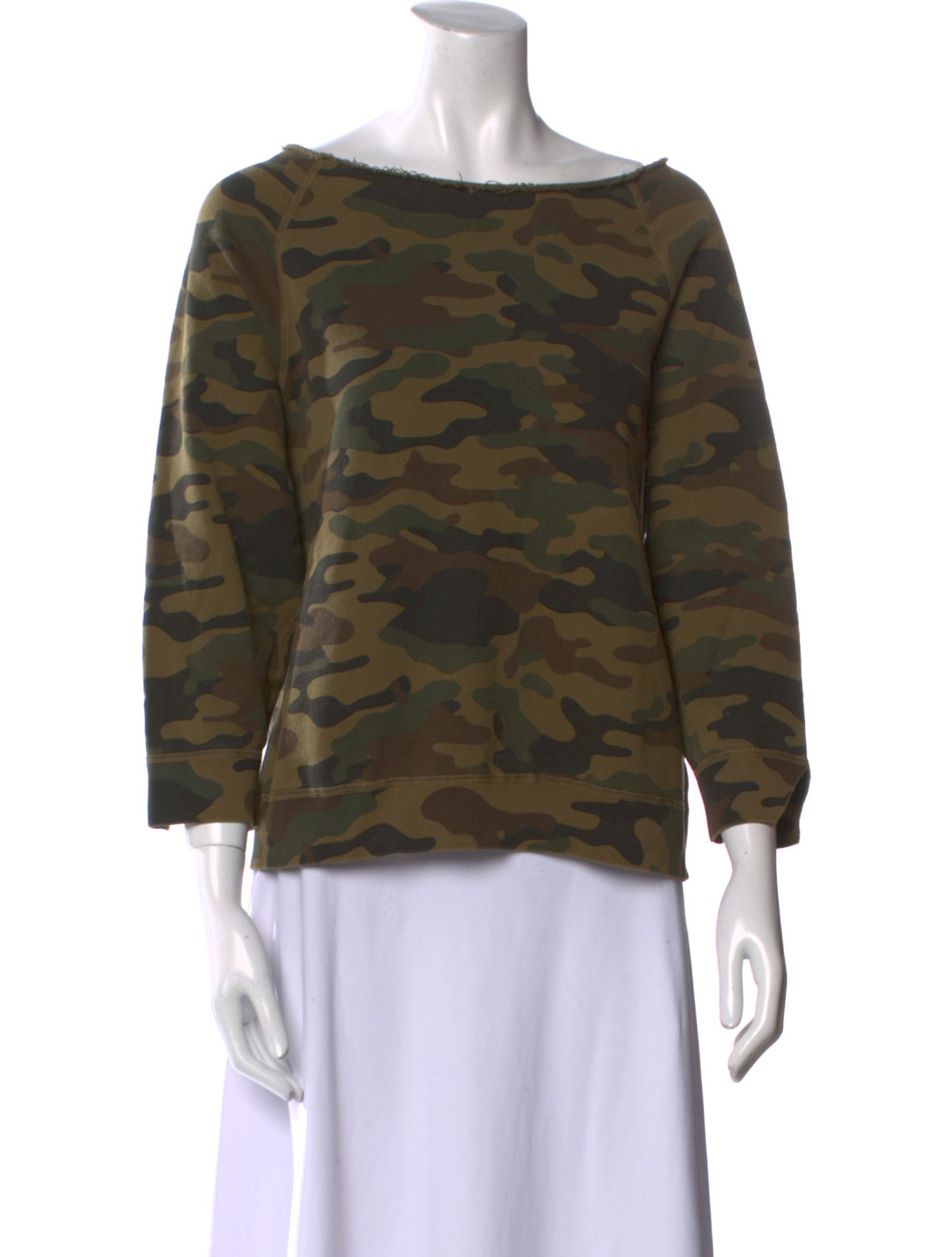Nili Lotan Camouflage Print Bateau Neckline Sweatshirt