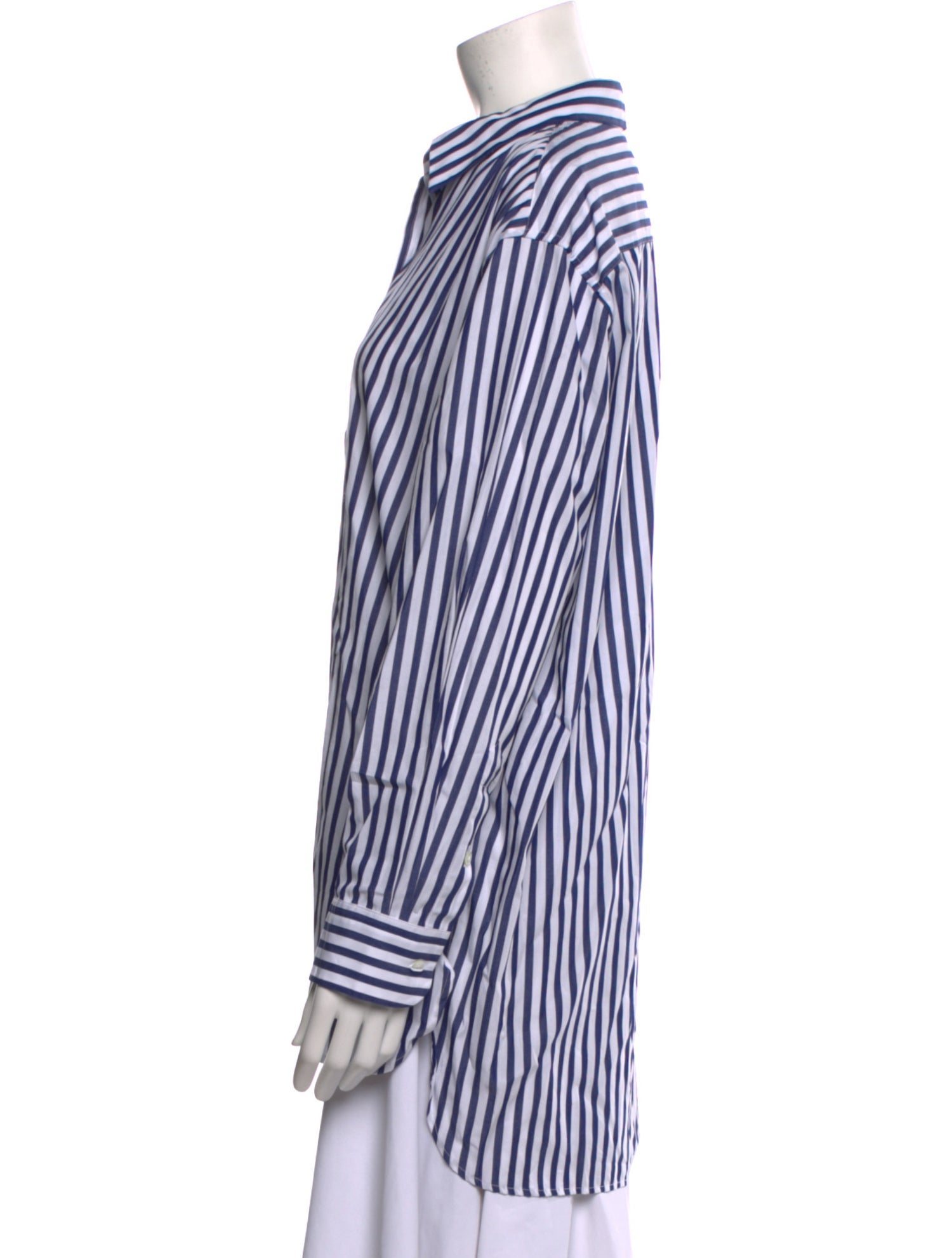 Nili Lotan Striped Long Sleeve Button-Up Top
