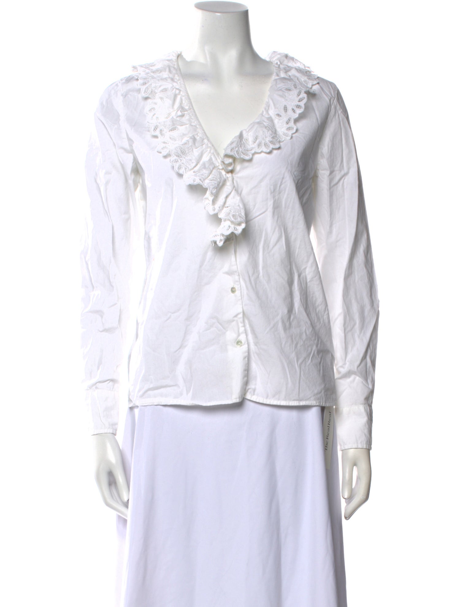 Nili Lotan V-Neck Long Sleeve Button-Up Top