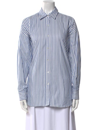 Nili Lotan Striped Long Sleeve Button-Up Top