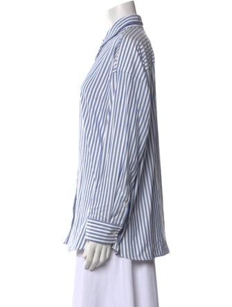 Nili Lotan Striped Long Sleeve Button-Up Top