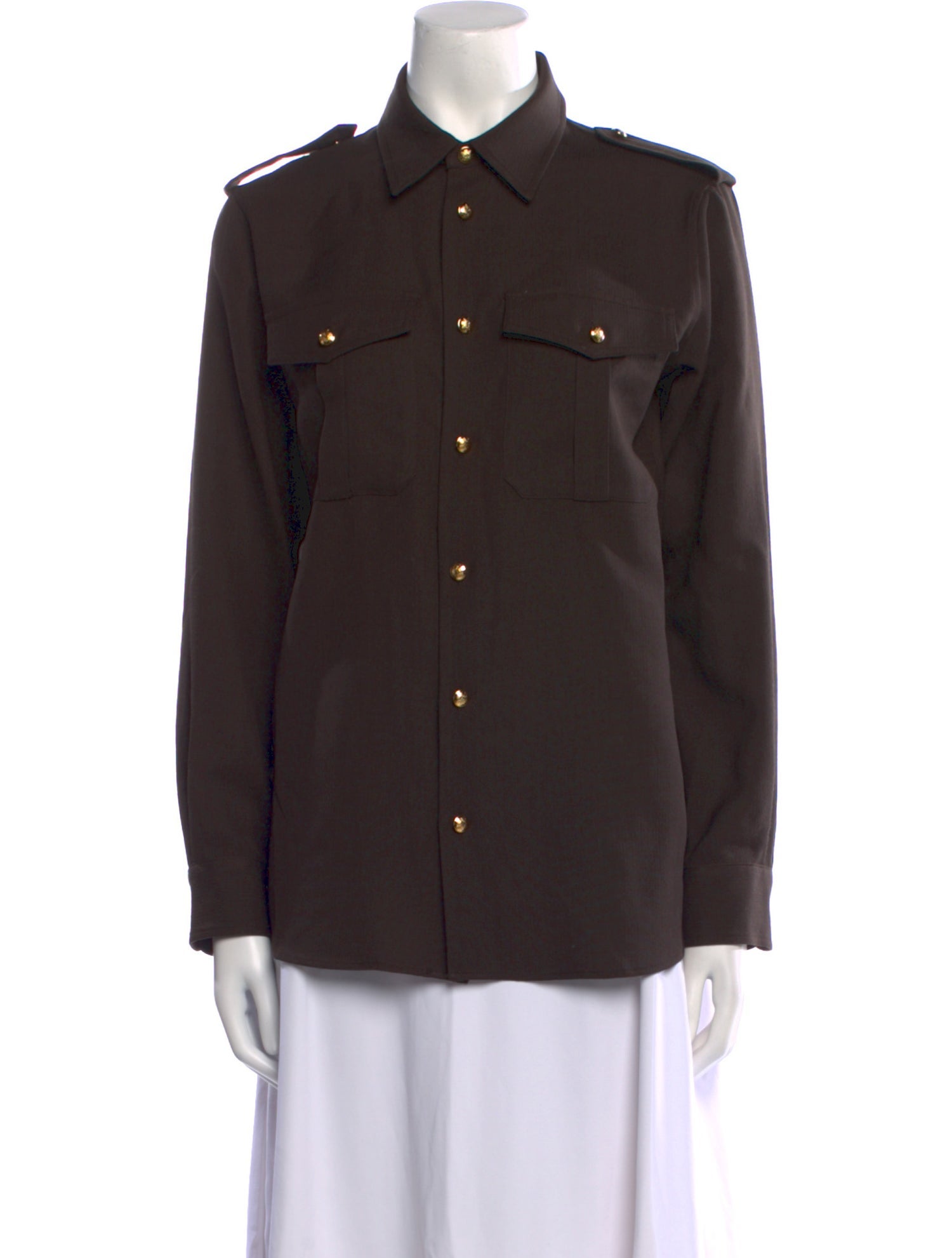 Nili Lotan Virgin Wool Long Sleeve Button-Up Top