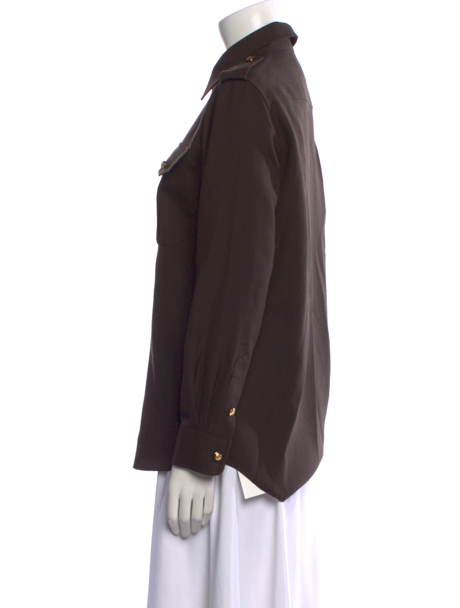 Nili Lotan Virgin Wool Long Sleeve Button-Up Top