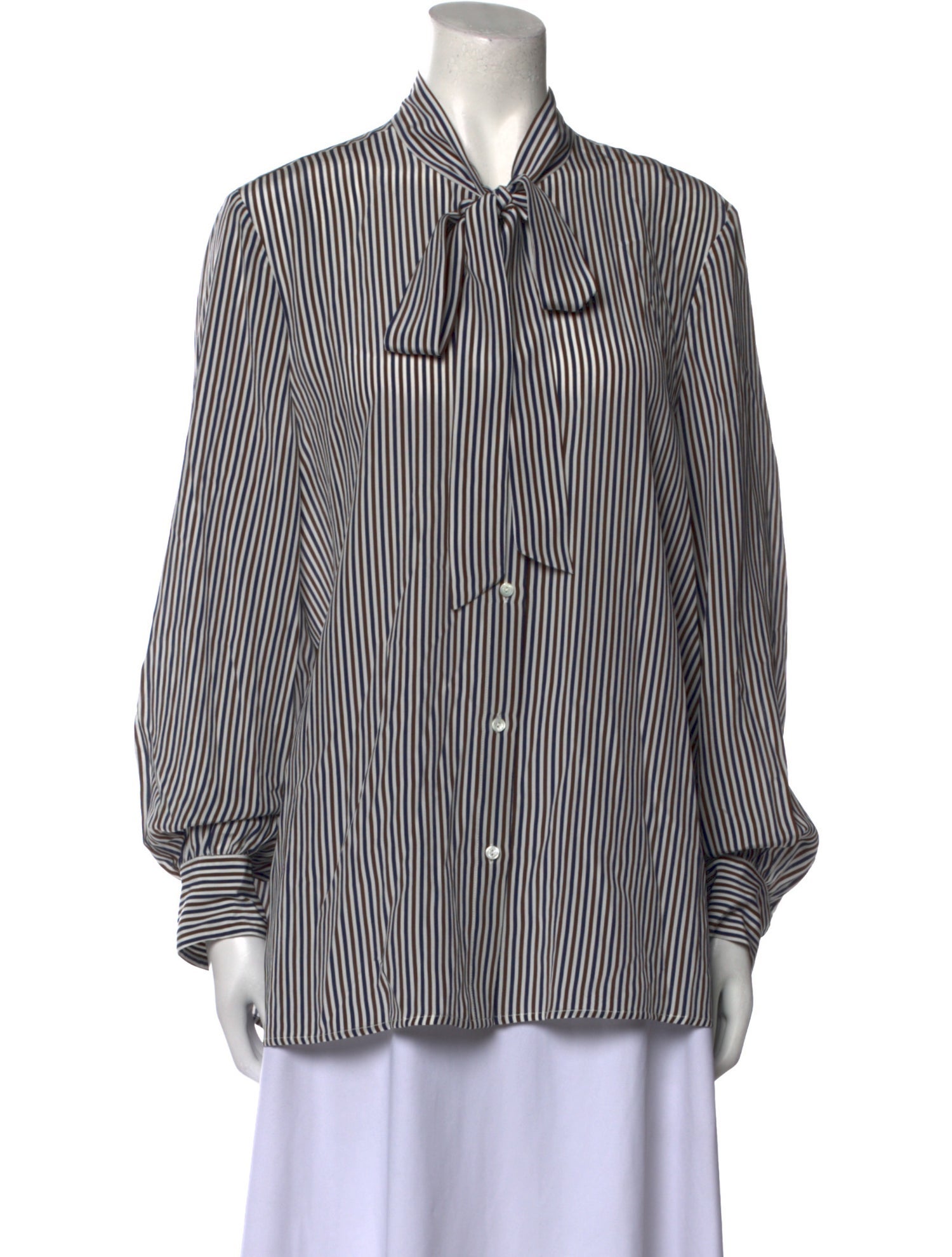 Nili Lotan Silk Striped Button-Up Top w/ Tags