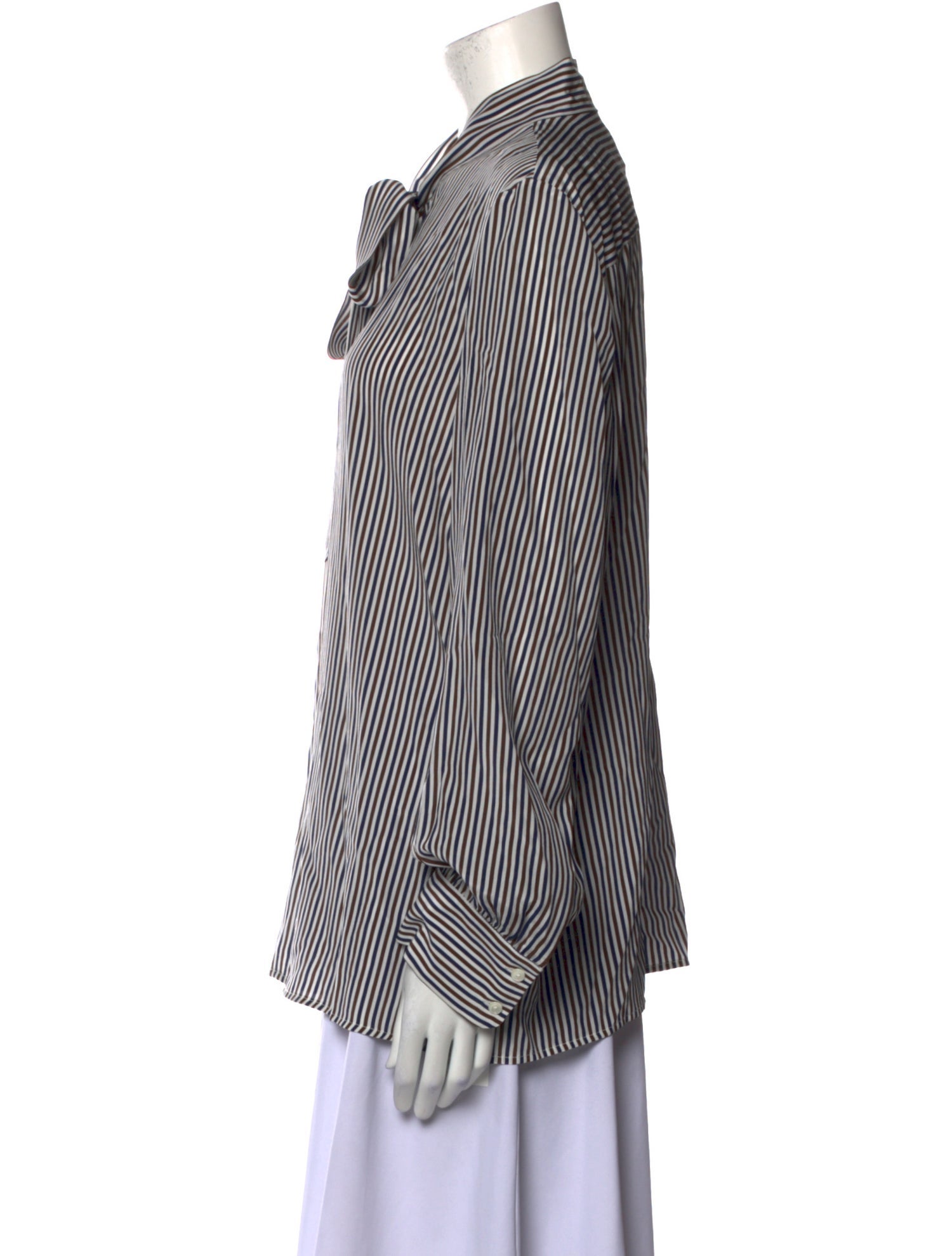 Nili Lotan Silk Striped Button-Up Top w/ Tags
