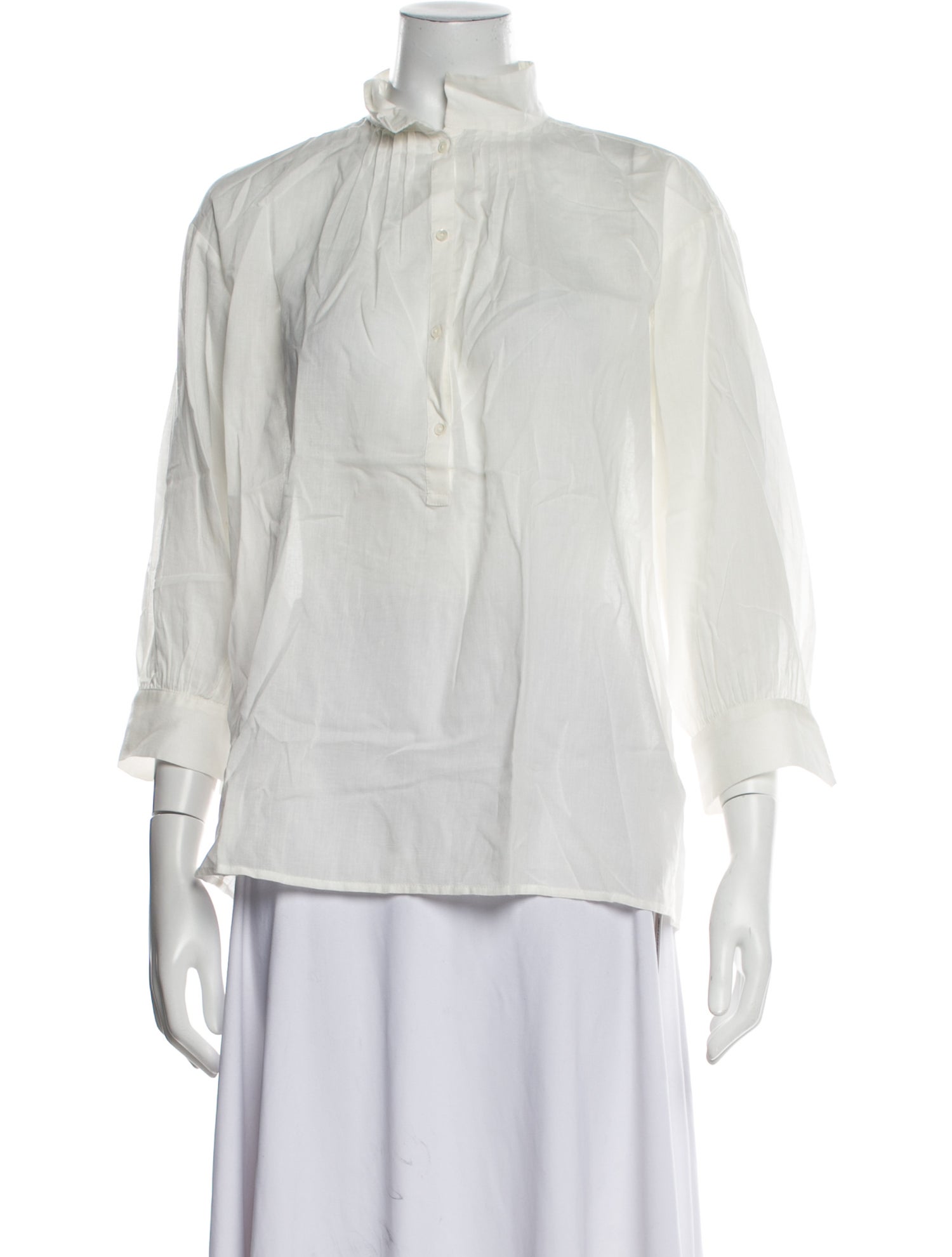 Nili Lotan Mock Neck Three-Quarter Sleeve Blouse