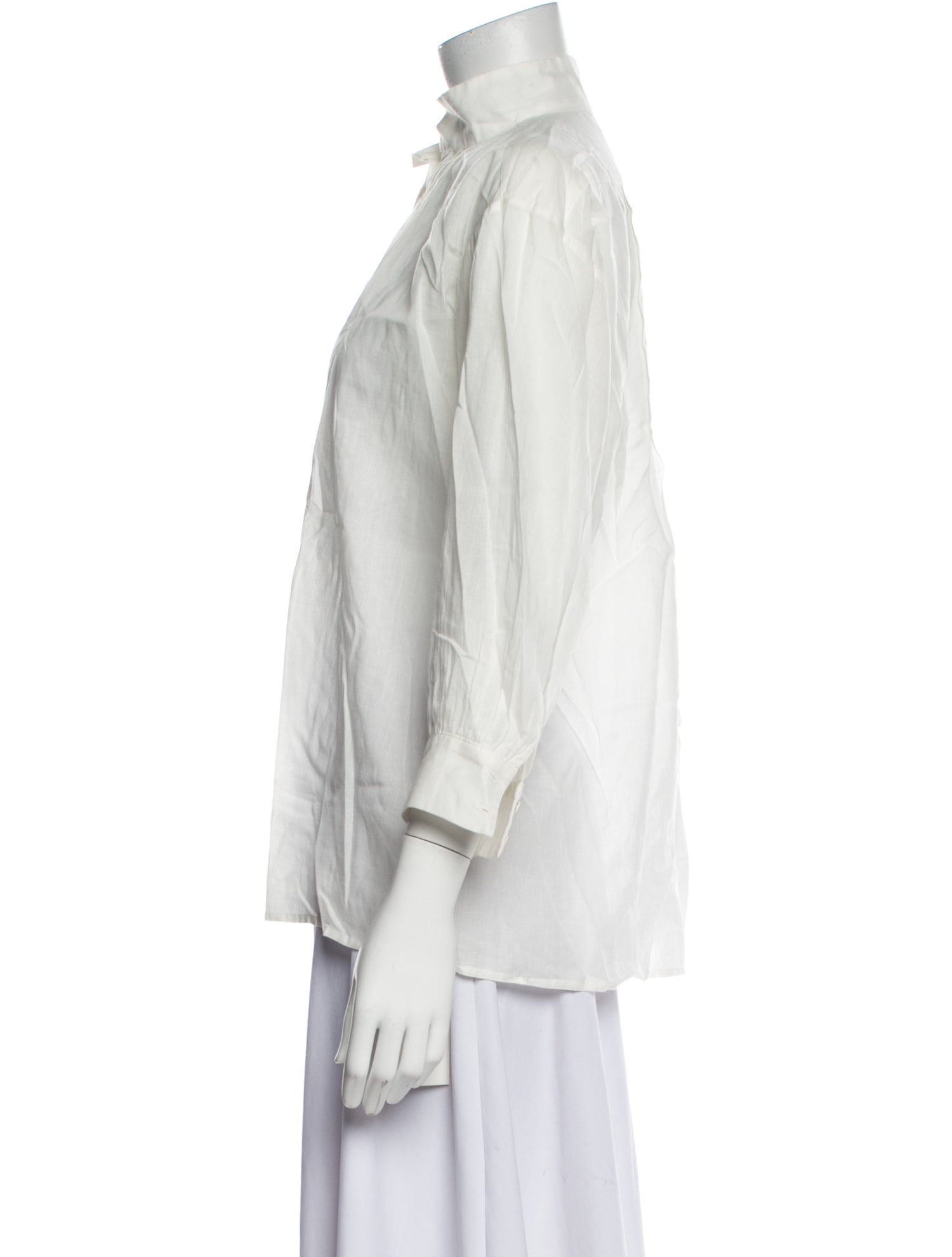 Nili Lotan Mock Neck Three-Quarter Sleeve Blouse