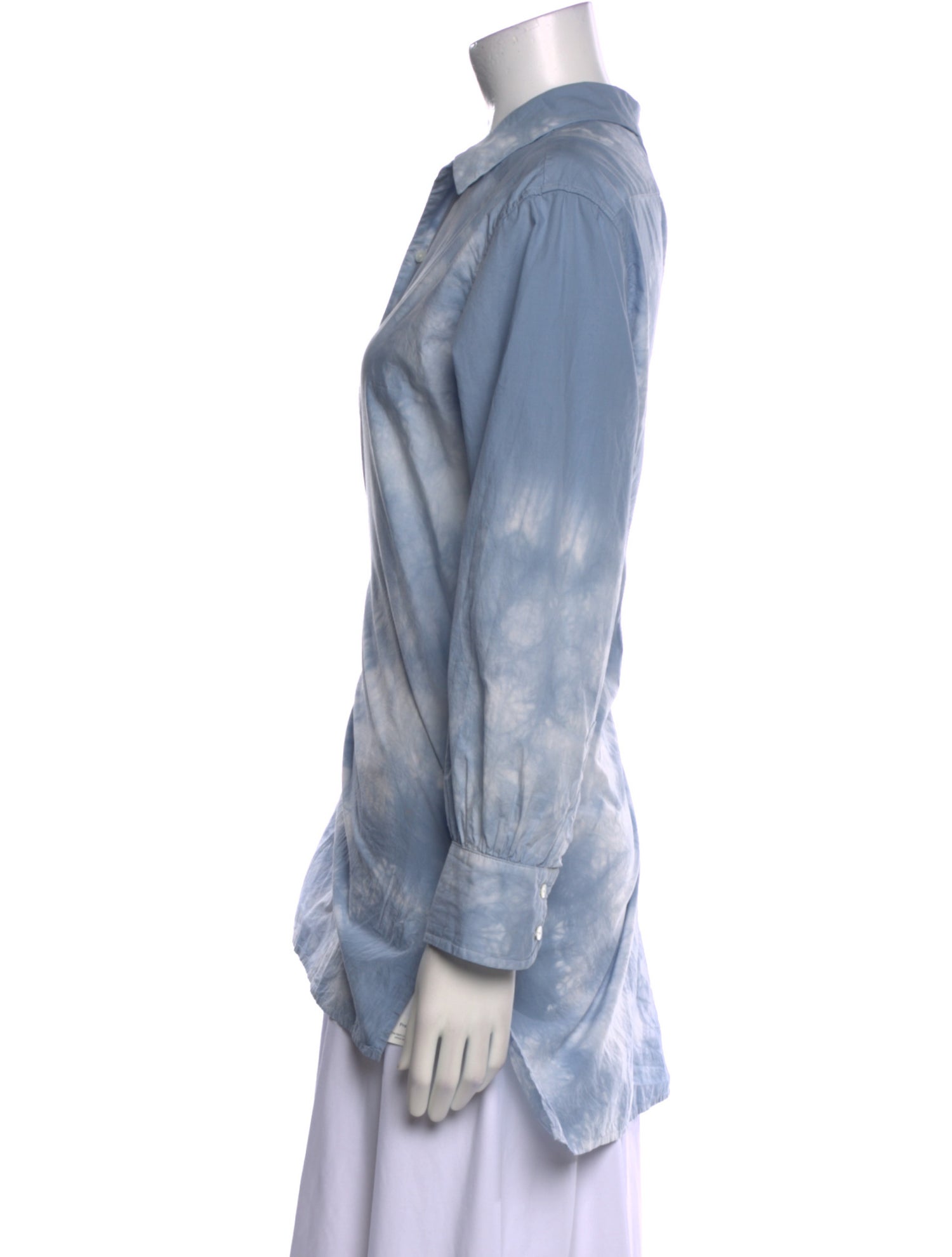 Nili Lotan Tie-Dye Print Long Sleeve Button-Up Top