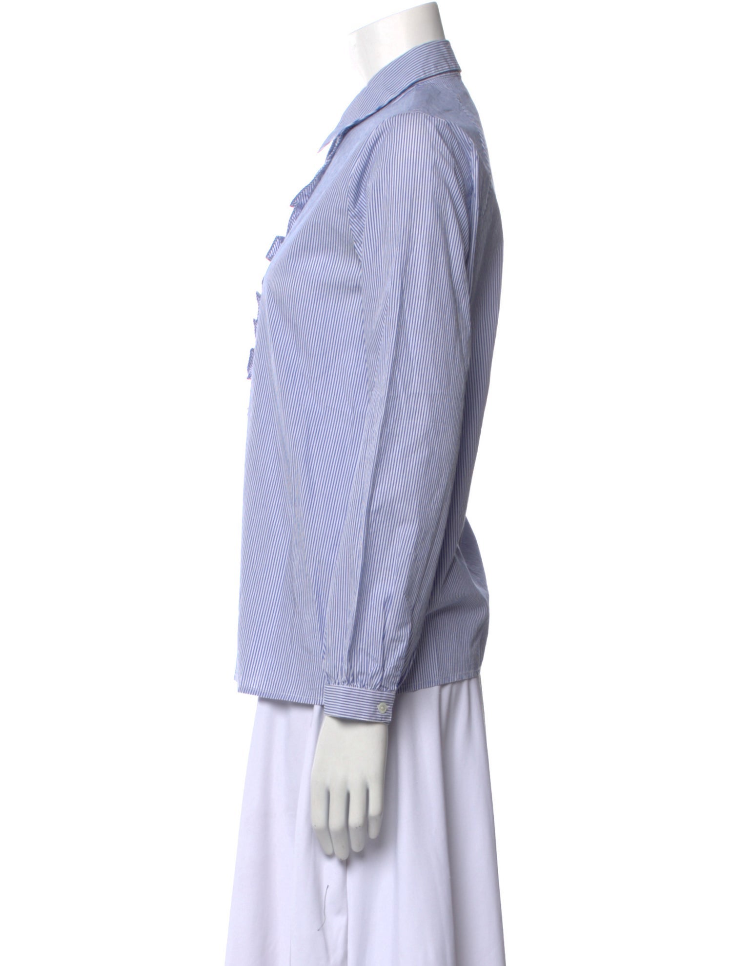 Nili Lotan Striped Long Sleeve Button-Up Top