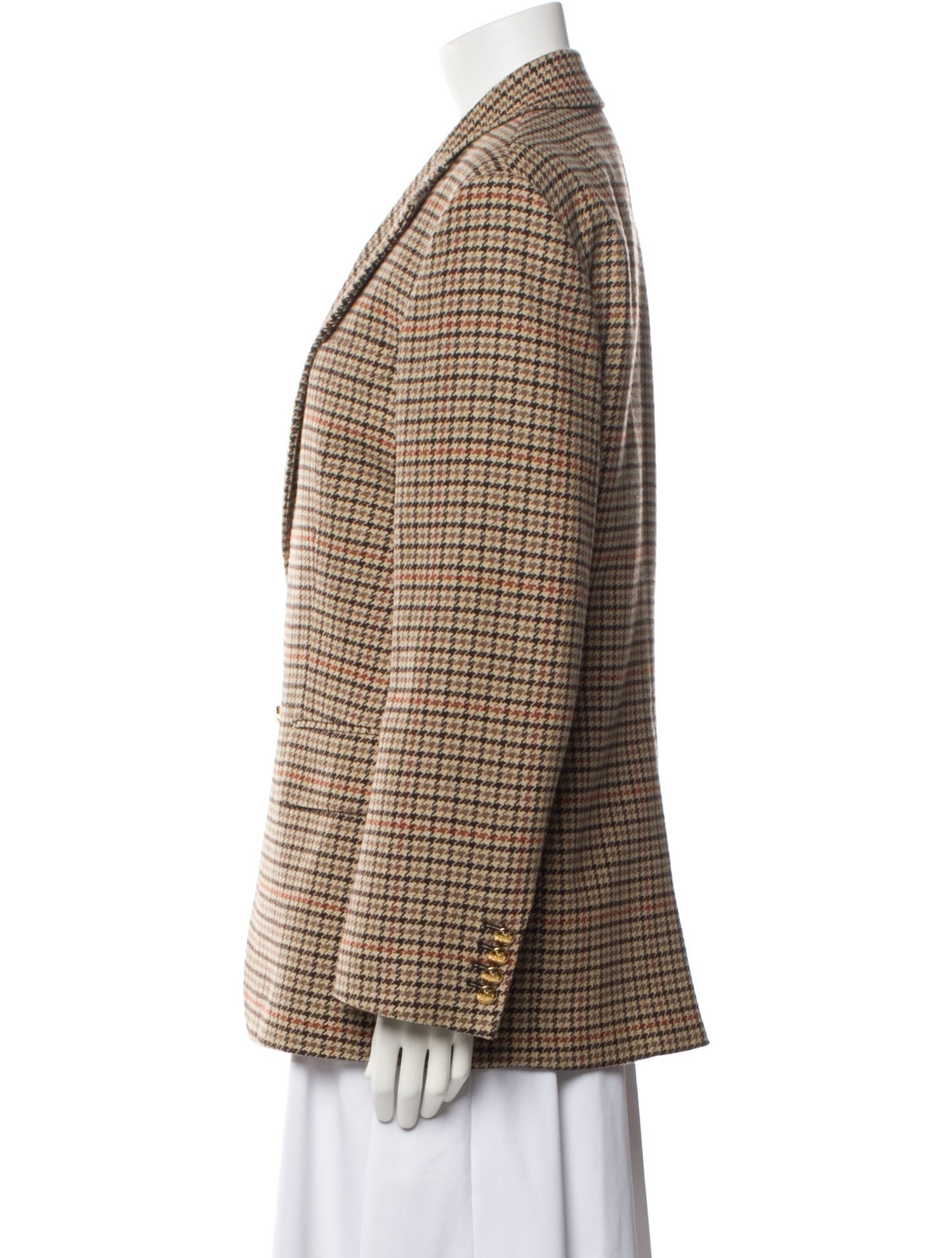 Nili Lotan Virgin Wool Plaid Print Blazer