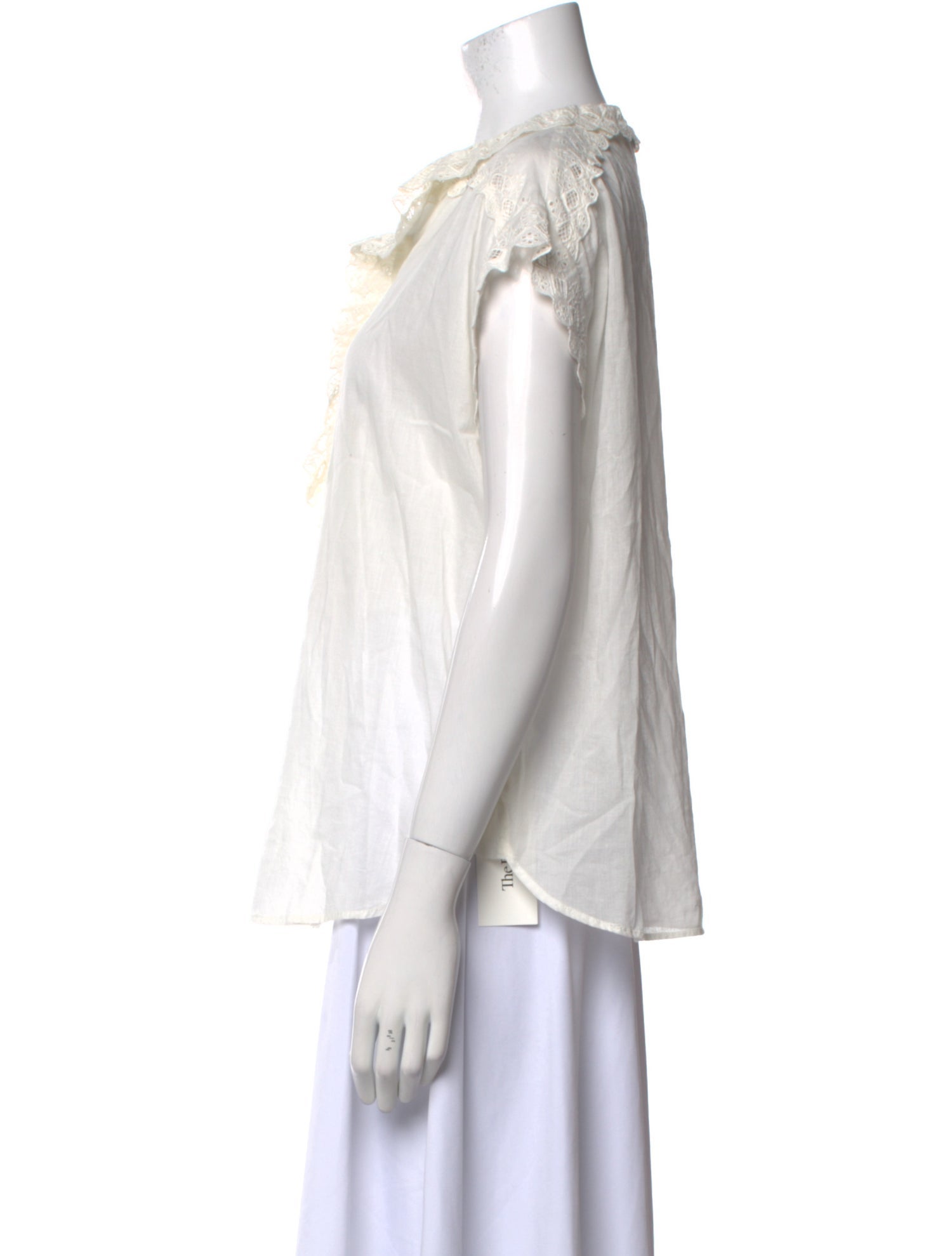 Nili Lotan V-Neck Short Sleeve Button-Up Top