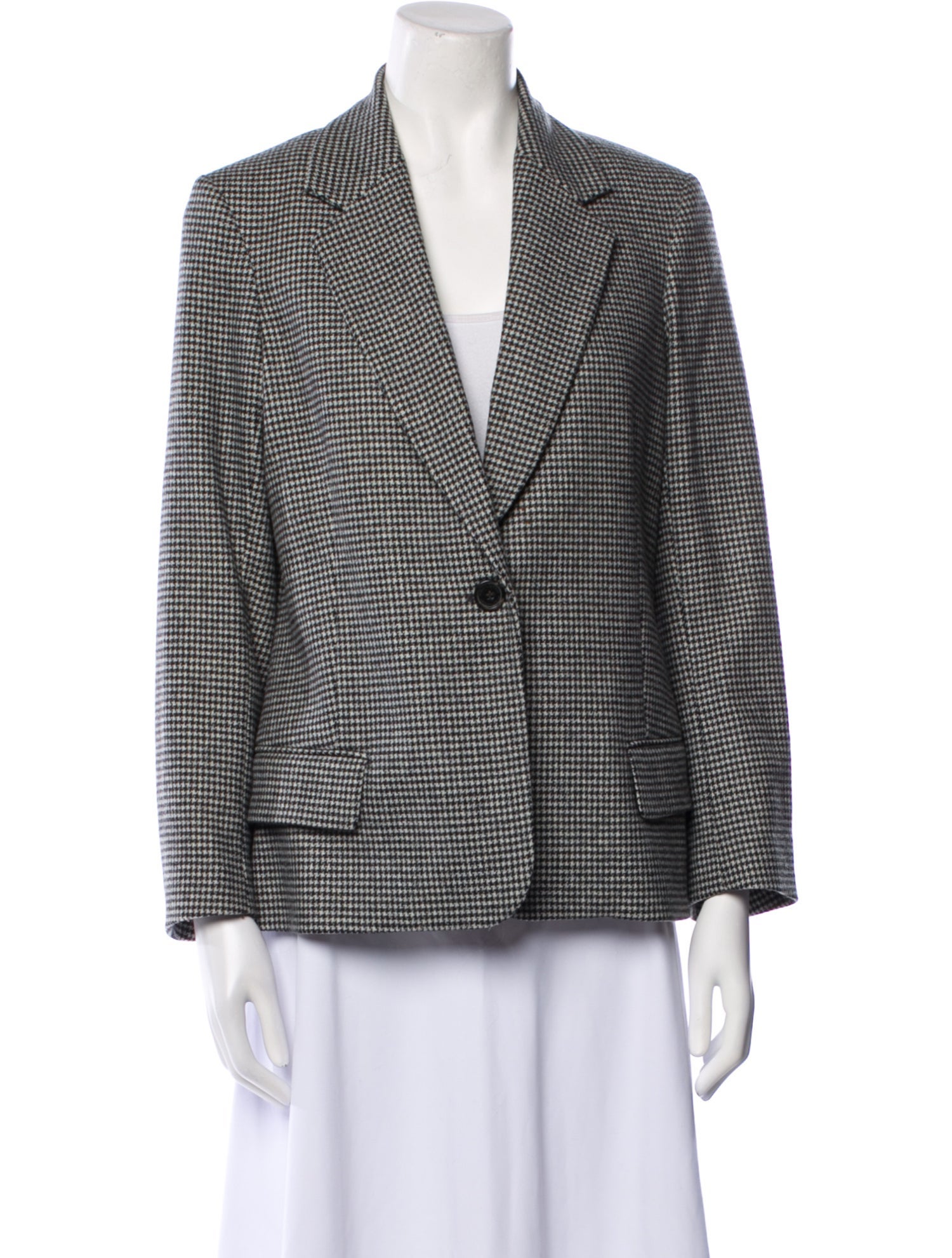 Nili Lotan Wool Houndstooth Print Blazer
