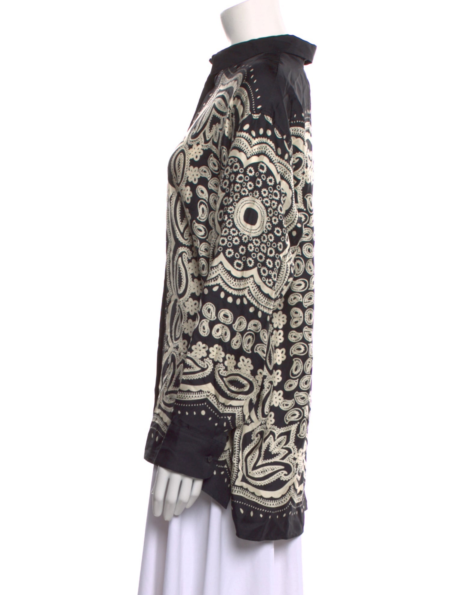 Nili Lotan Silk Printed Button-Up Top