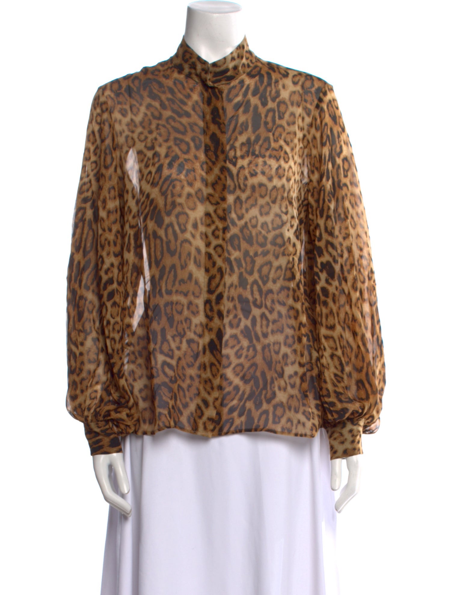 Nili Lotan Silk Animal Print Button-Up Top