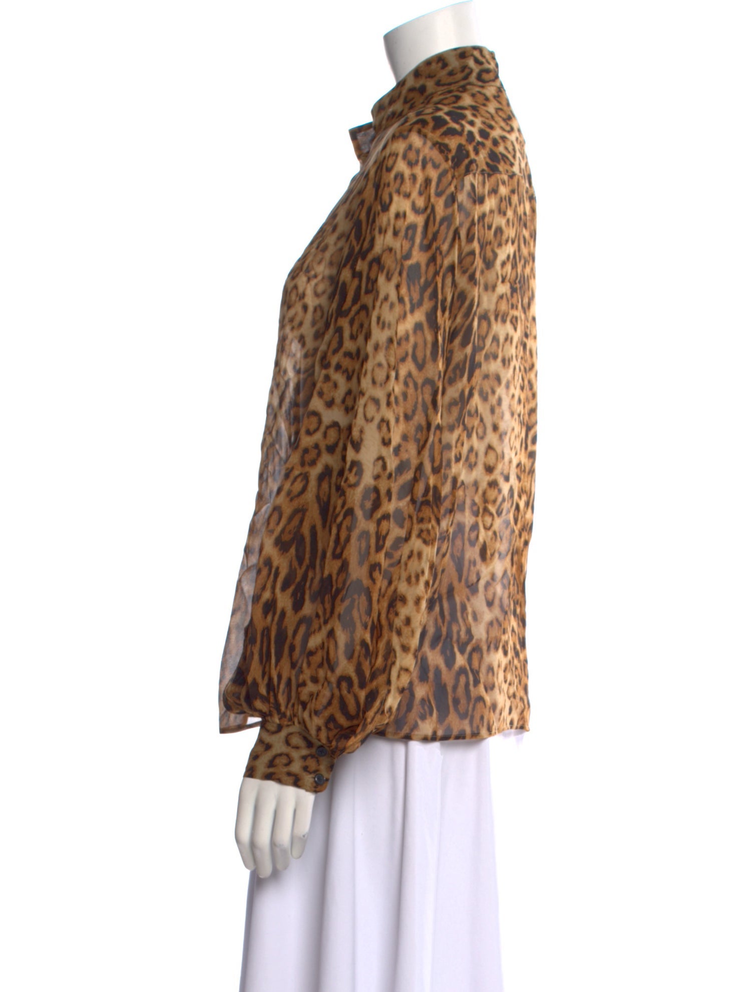 Nili Lotan Silk Animal Print Button-Up Top