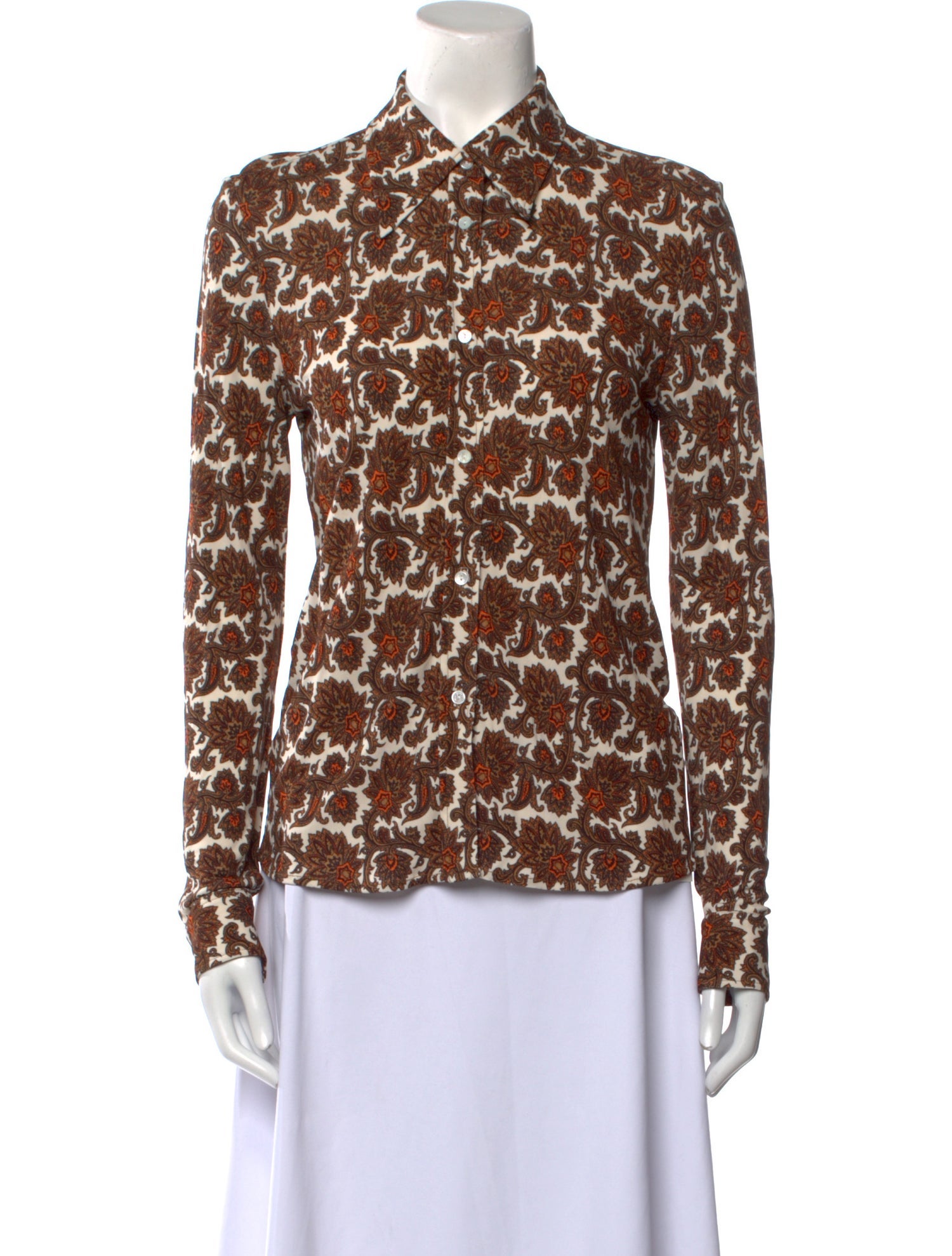 Nili Lotan Printed Long Sleeve Button-Up Top