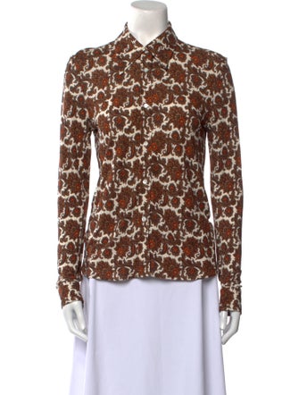 Nili Lotan Printed Long Sleeve Button-Up Top