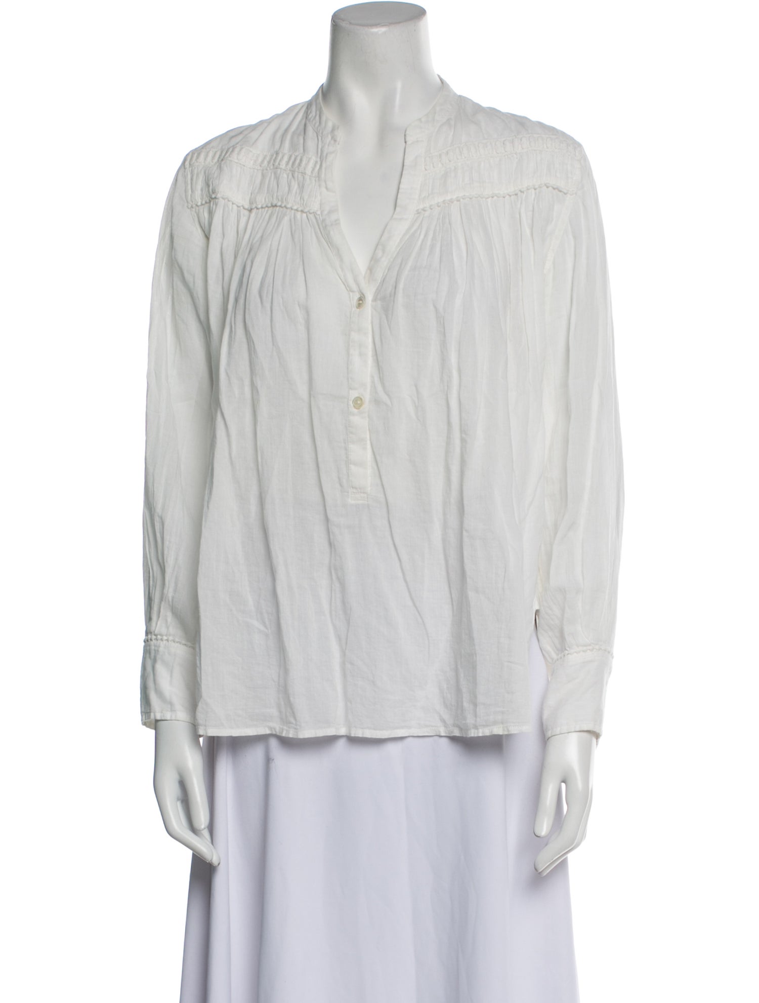 Nili Lotan V-Neck Long Sleeve Blouse