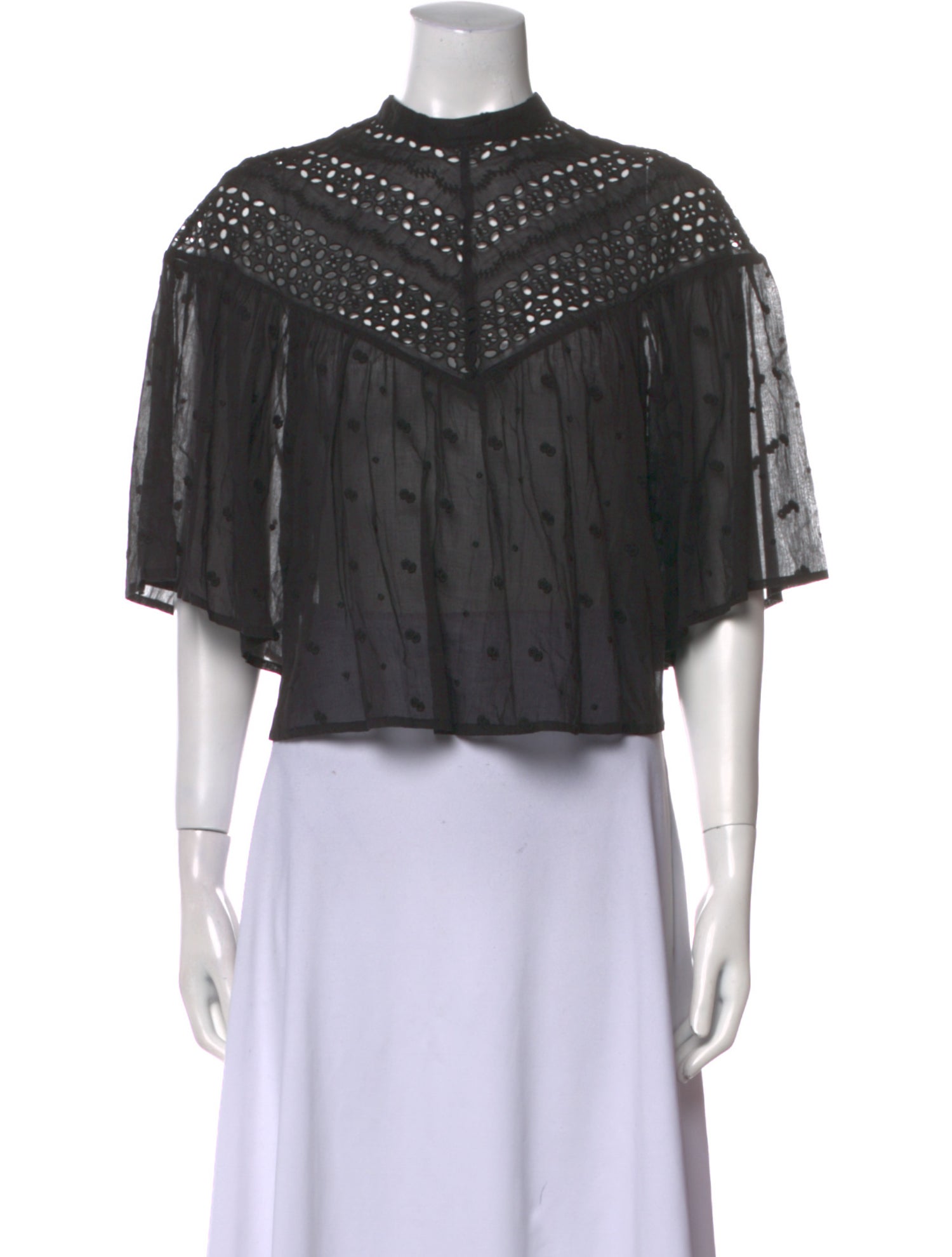 Nili Lotan Mock Neck Short Sleeve Crop Top