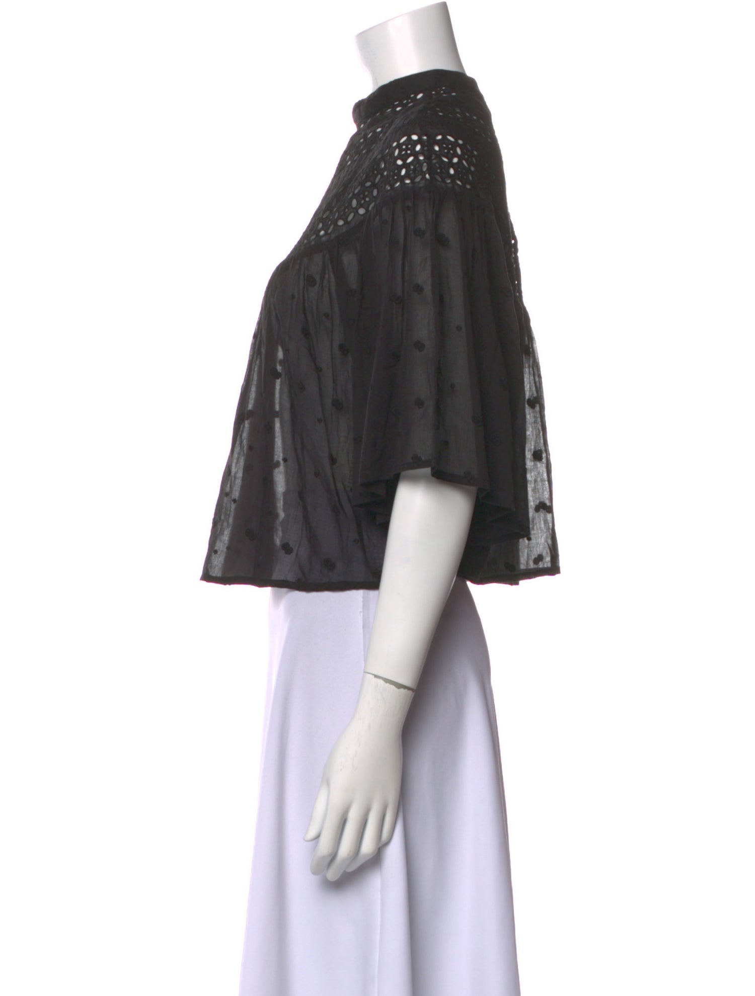 Nili Lotan Mock Neck Short Sleeve Crop Top