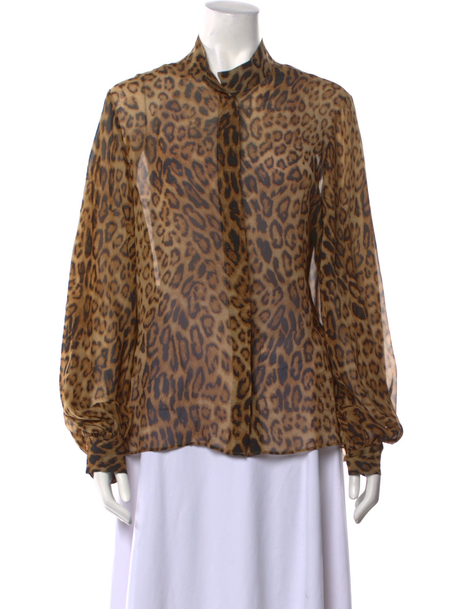 Nili Lotan Silk Animal Print Button-Up Top