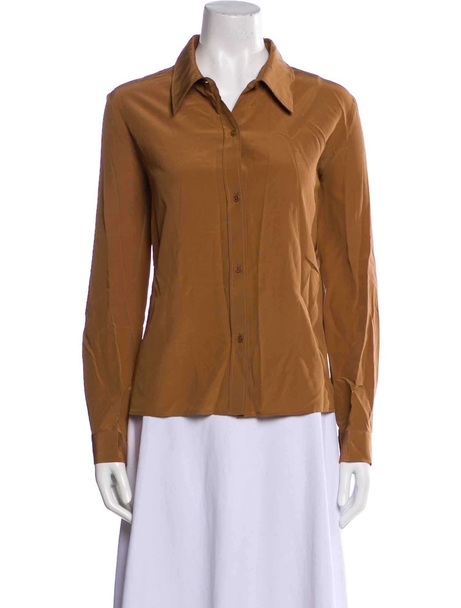 Nili Lotan Silk Long Sleeve Button-Up Top