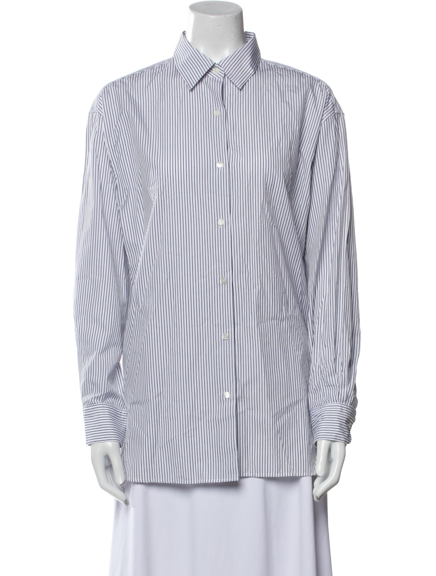 Nili Lotan Striped Long Sleeve Button-Up Top