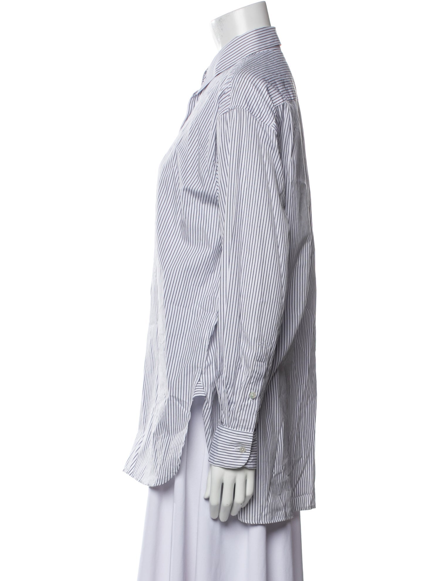 Nili Lotan Striped Long Sleeve Button-Up Top