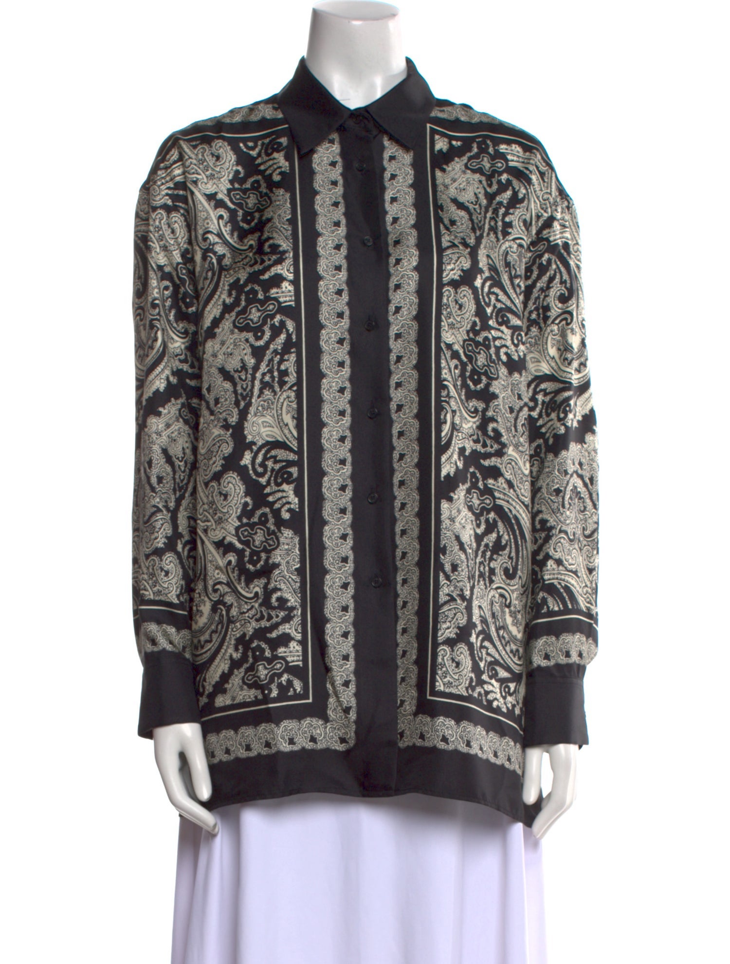 Nili Lotan Silk Paisley Print Button-Up Top w/ Tags